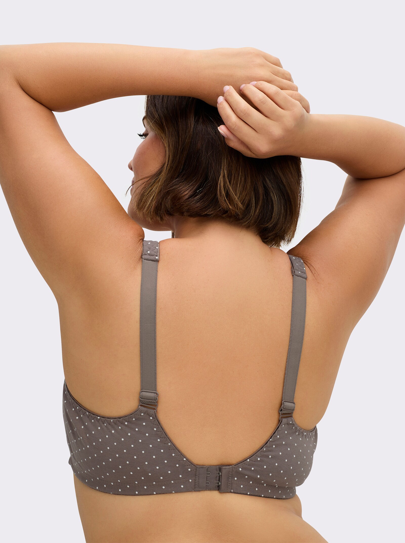 wäschepur BH ohne Bügel im Tupfen-Dessin - weiß + taupe