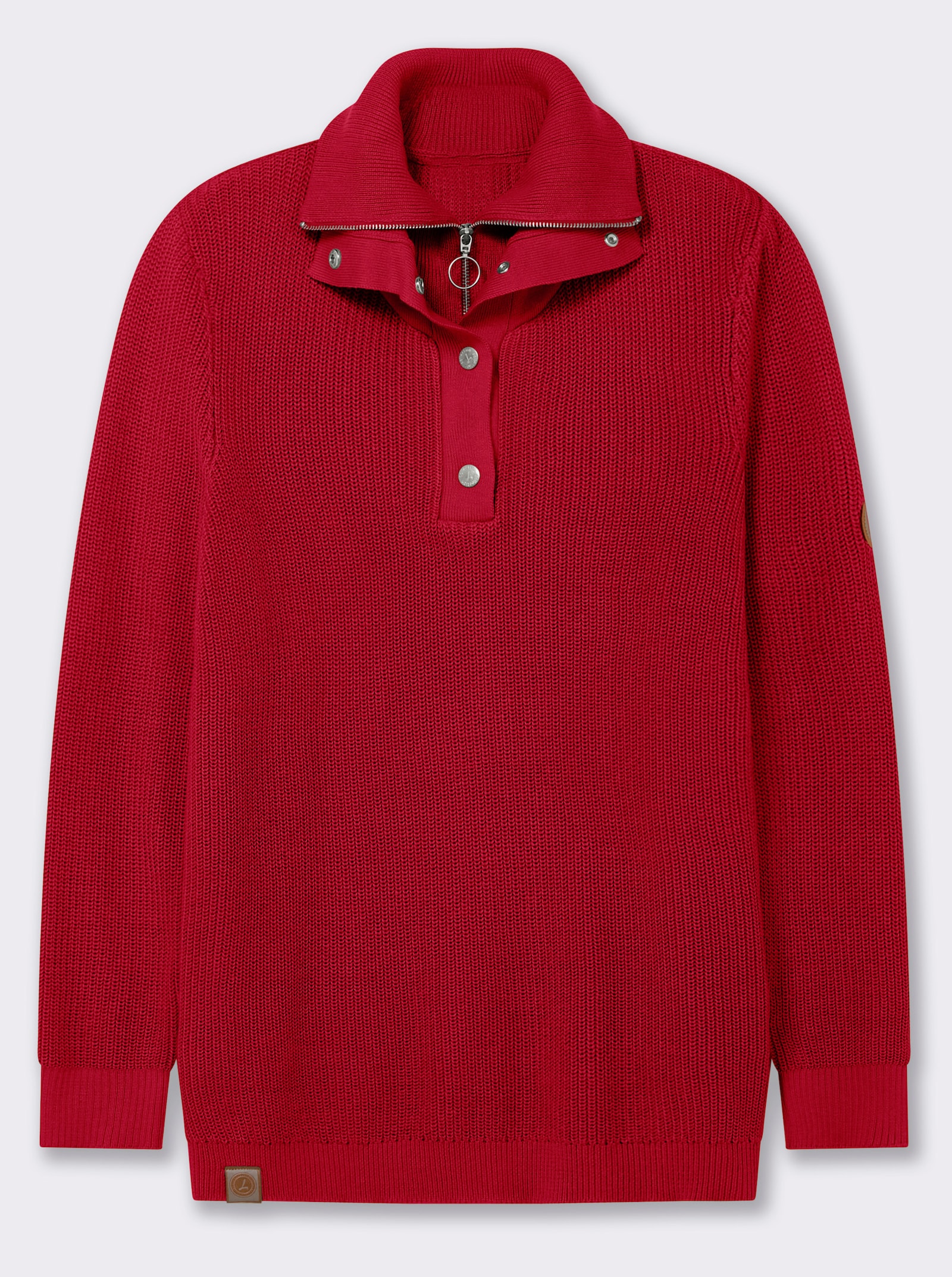 Strickpullover mit Troyerkragen - rot