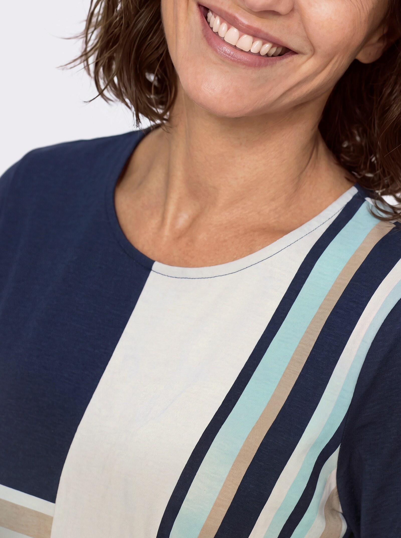 Rundhalsshirt im Grafikmuster - marine-mint-gemustert