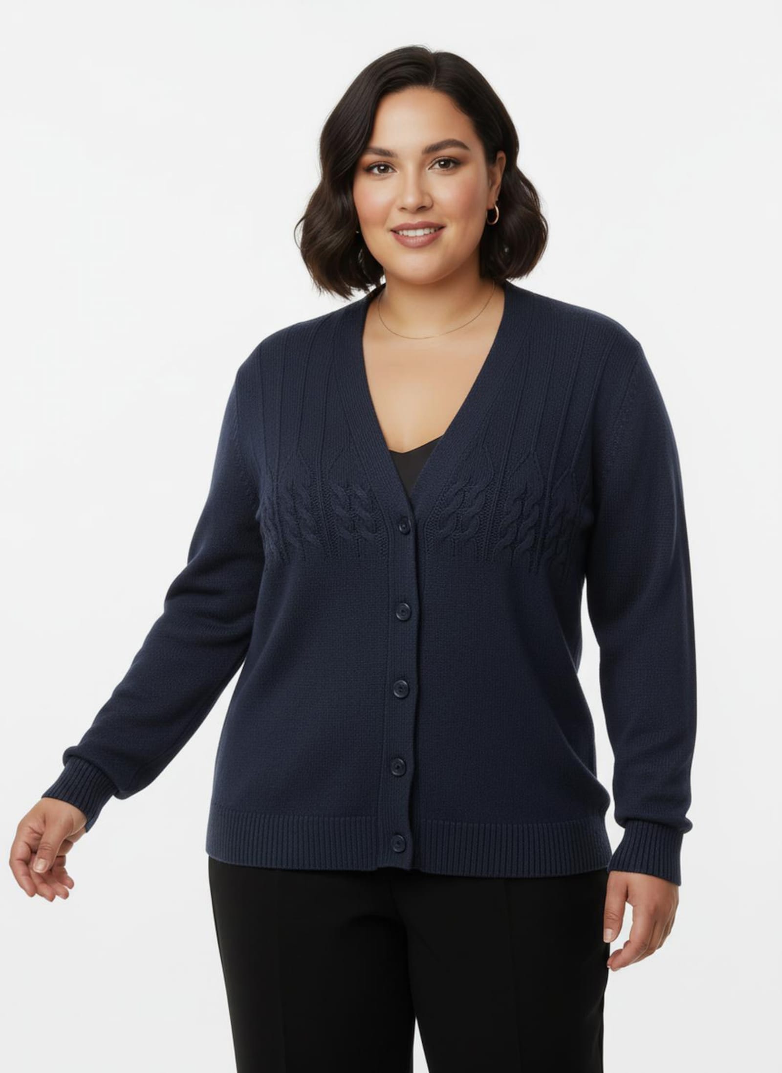 Strickjacke mit Raglan-Ärmeln - dunkelblau-meliert