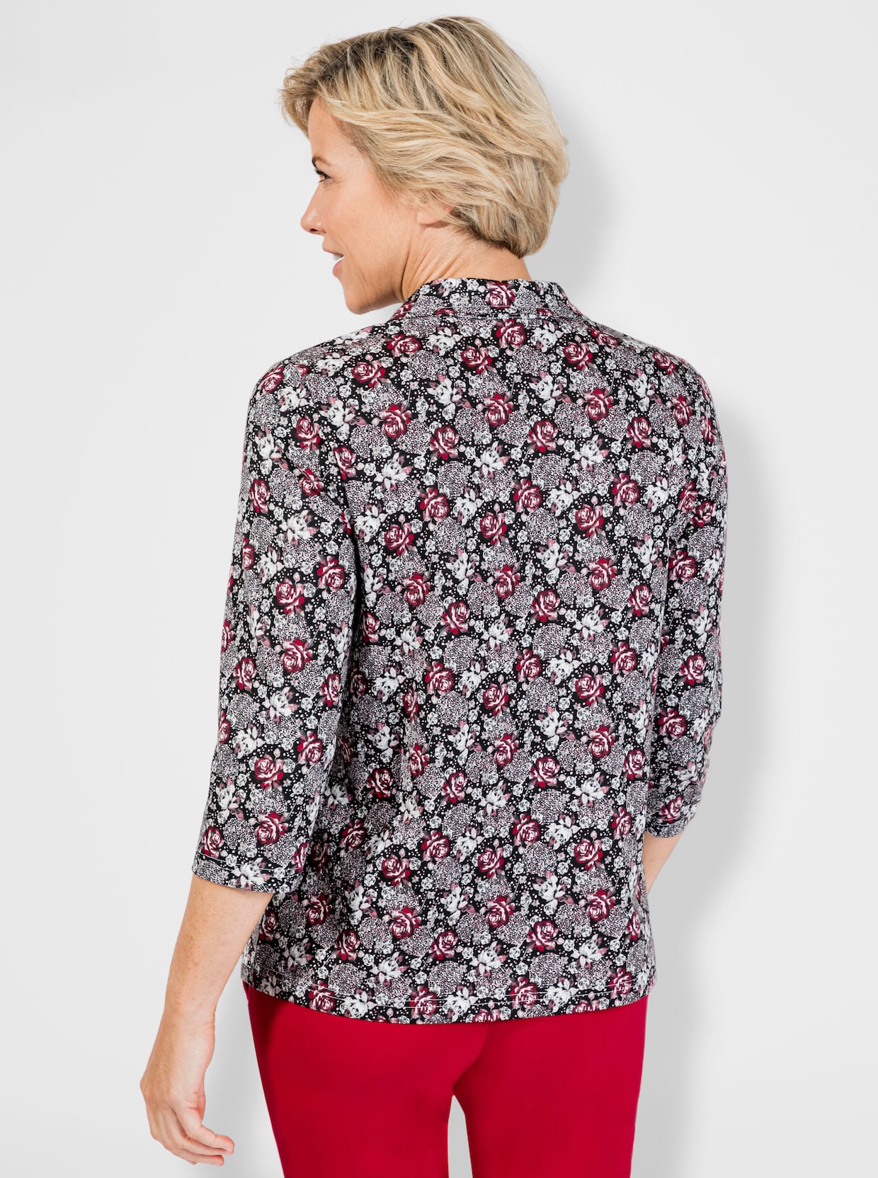 Poloshirt - zwart/rood geprint