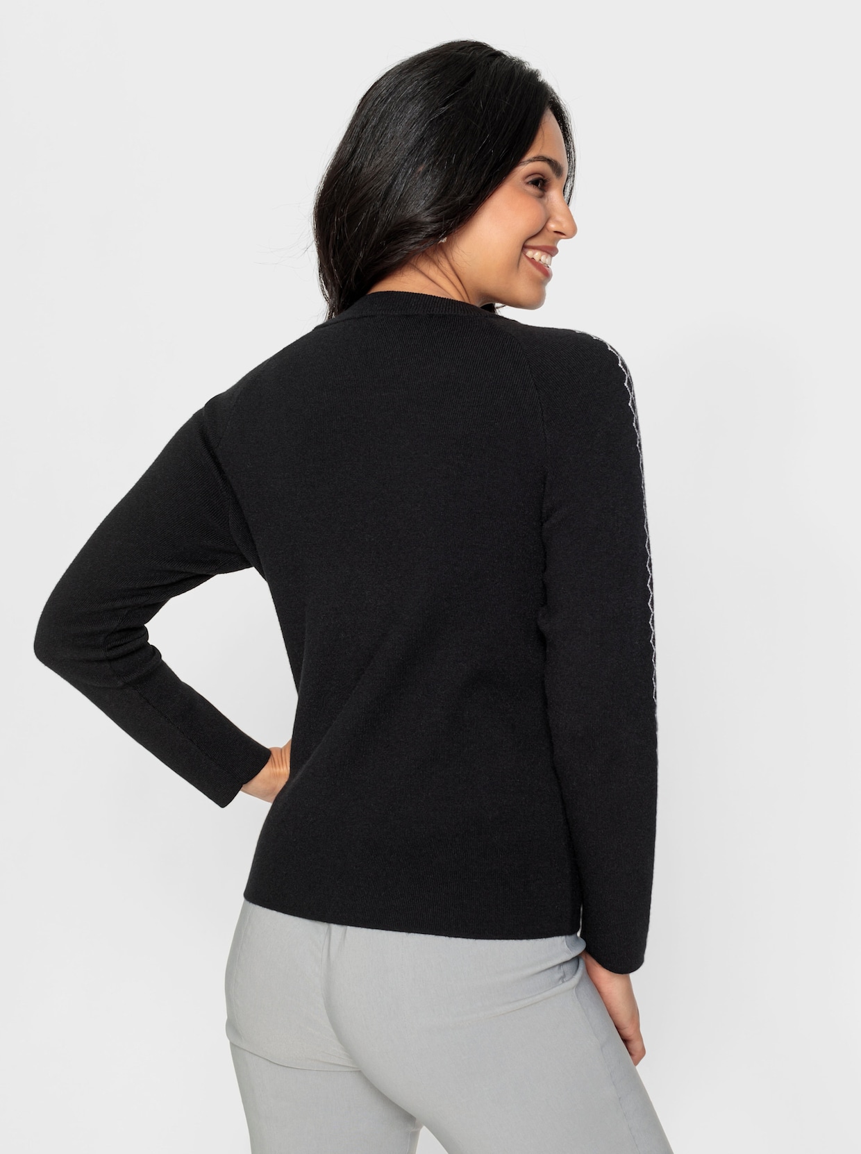 Pullover - zwart/wit gedessineerd