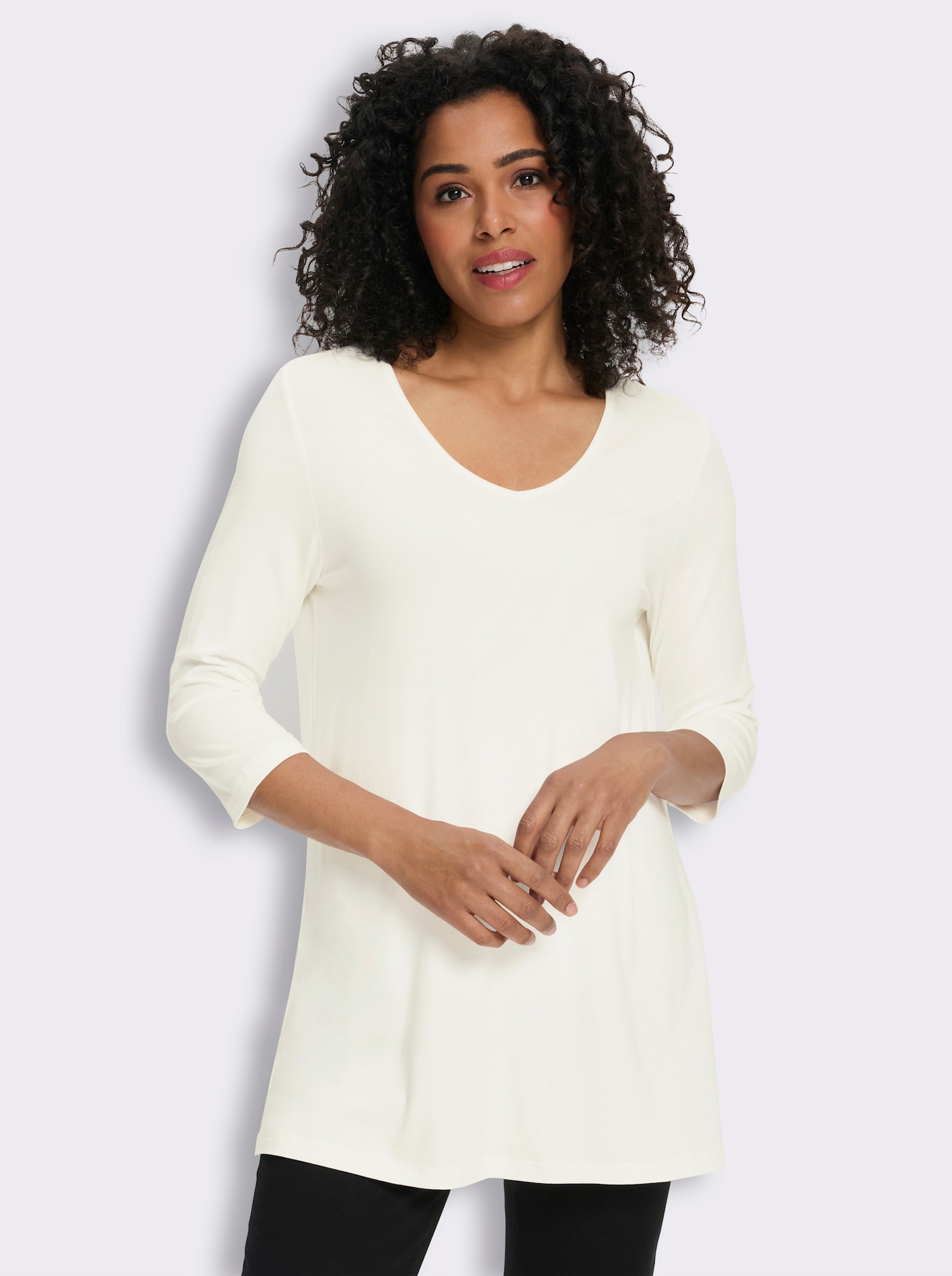 Longshirt aus reiner Viskose - ecru