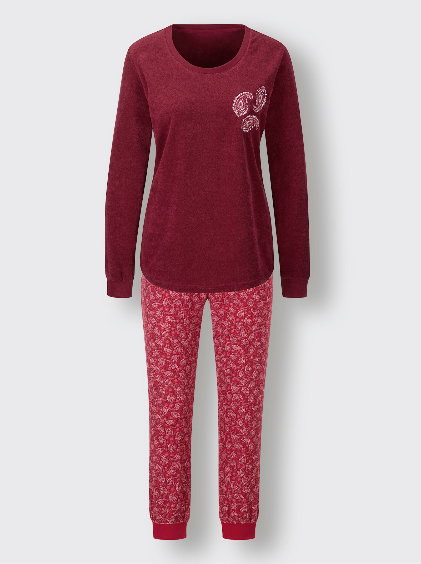 wäschepur Pyjama - donkerrood/oudroze bedrukt