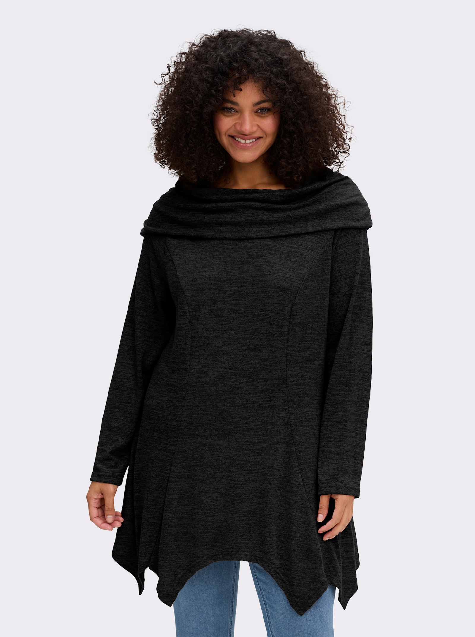 sheego by Joe Browns Longsweatshirt im Strick-Look - schwarz