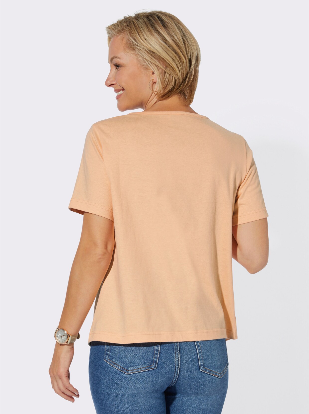 Shirt - apricot + apricot-weiss-bedruckt