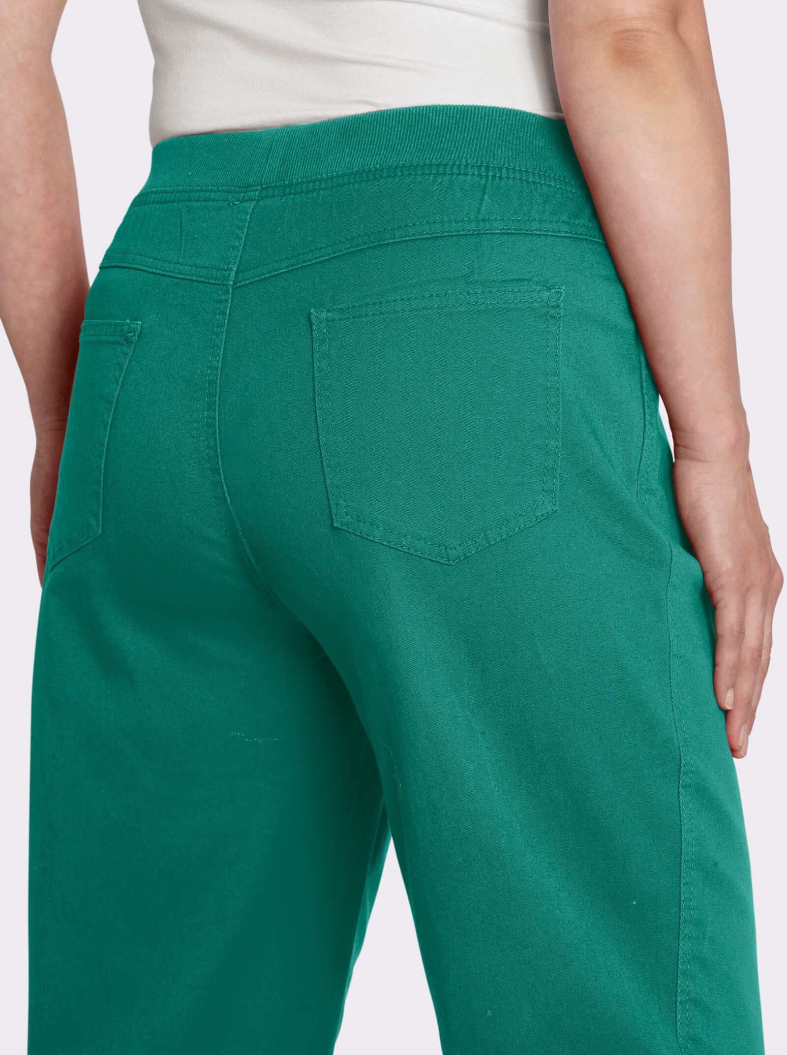 Stretch-Jeans mit Rundum-Dehnbund - smaragd