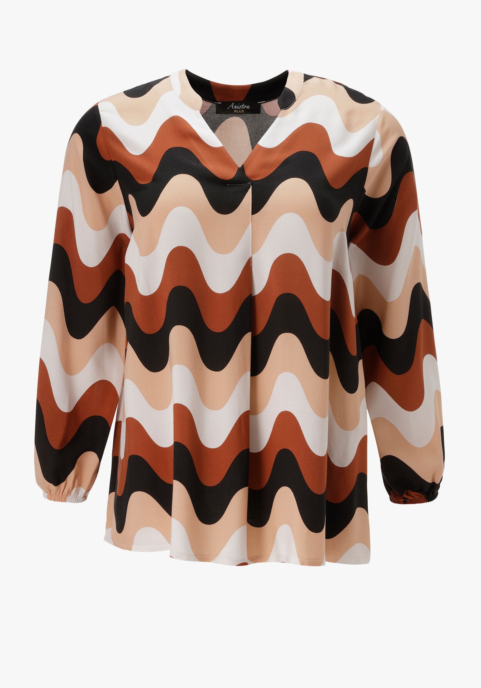Aniston PLUS Schlupfbluse - braun-beige-schwarz