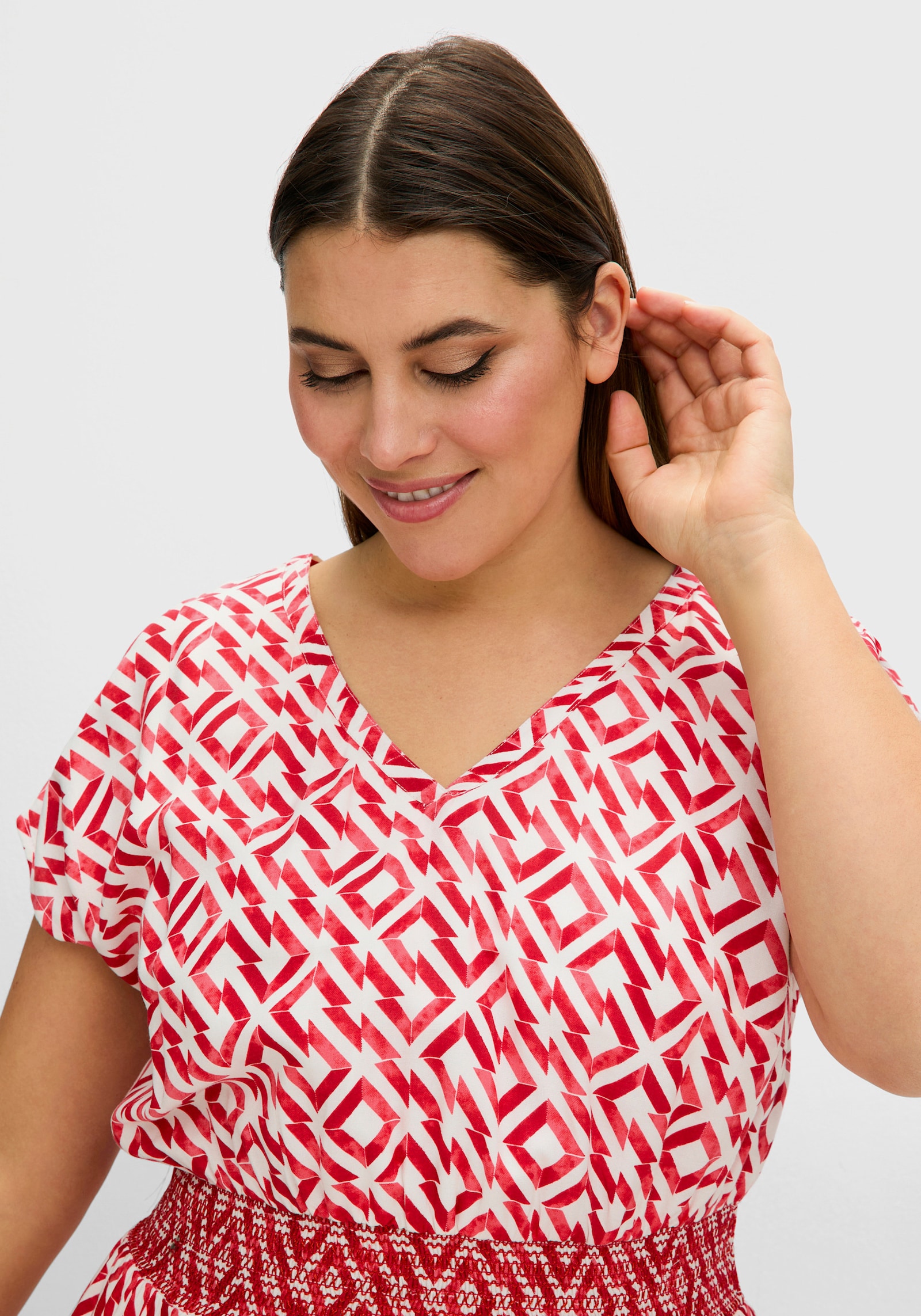 sheego Maxikleid mit Smokbund und Grafikprint - hummer-gemustert