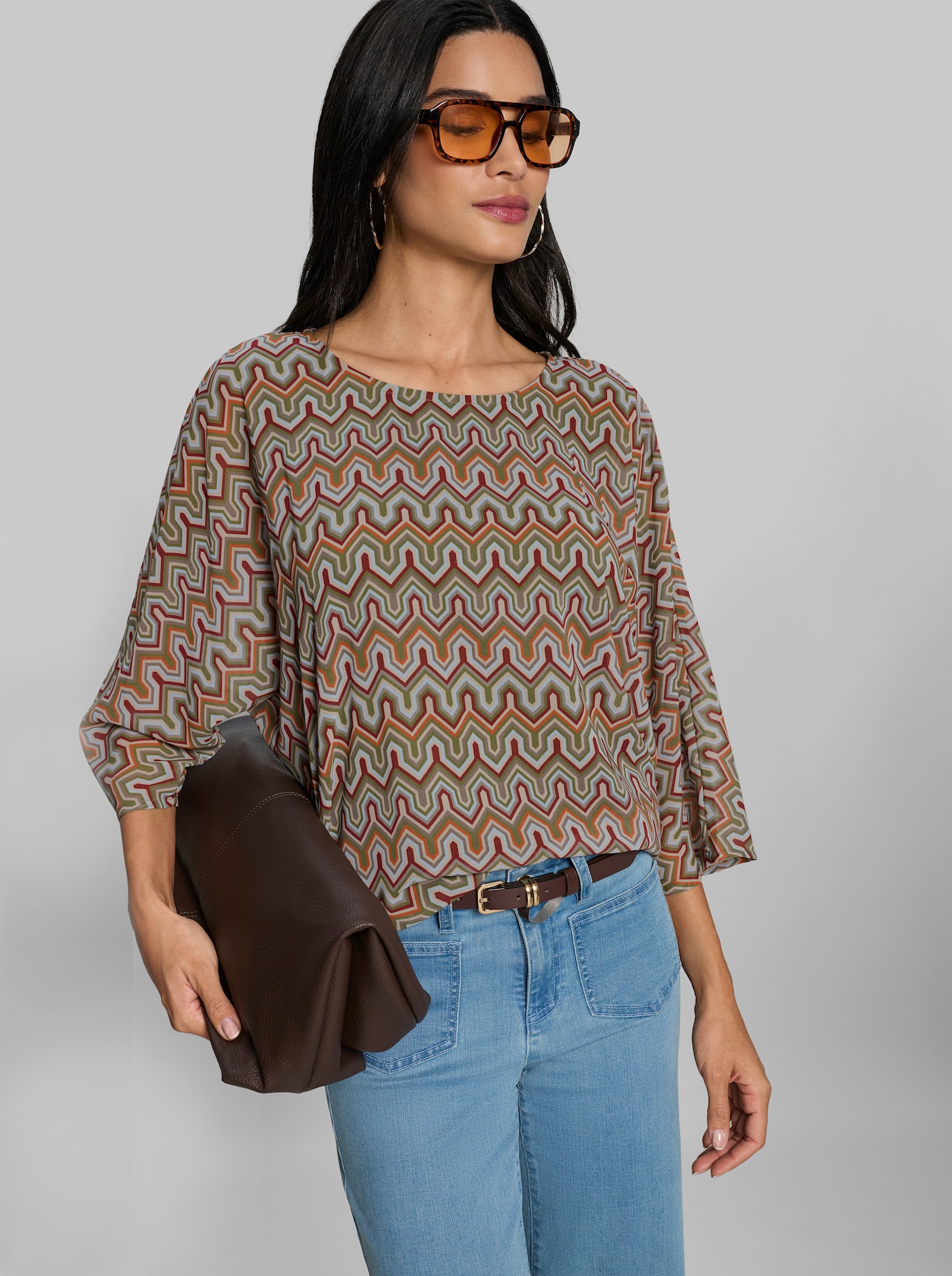 heine Blusenshirt mit Ethno-Muster - beige-terra-bedruckt