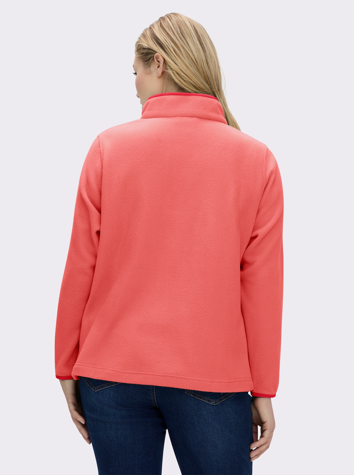 Fleeceshirt mit Stehkragen und Reißverschluss - koralle
