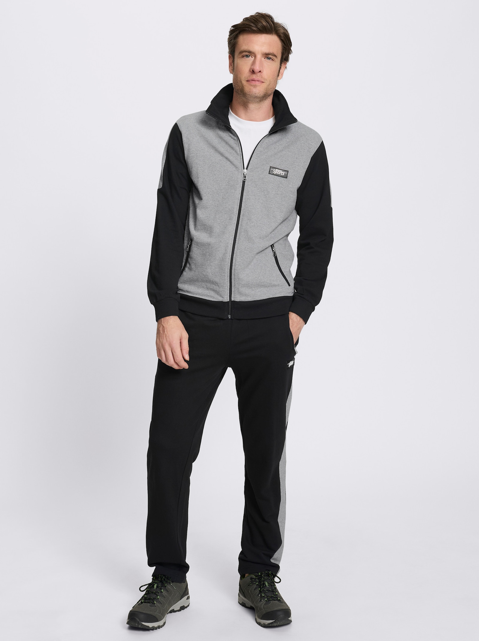 Catamaran Sports Sweatjacke mit Color-Blocking - grau-meliert-schwarz
