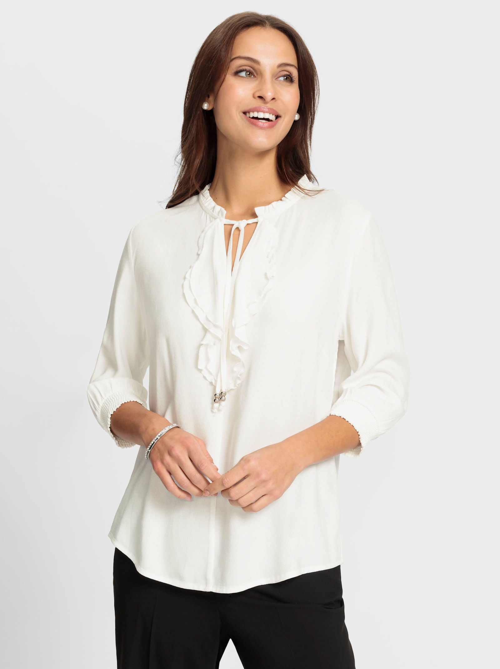 Tunika mit Raffung - ecru