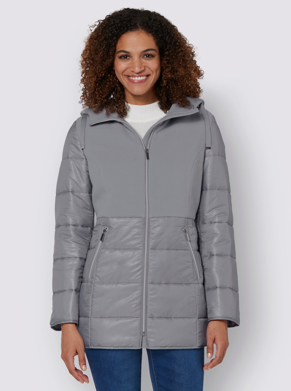 Steppjacke - steingrau-meliert