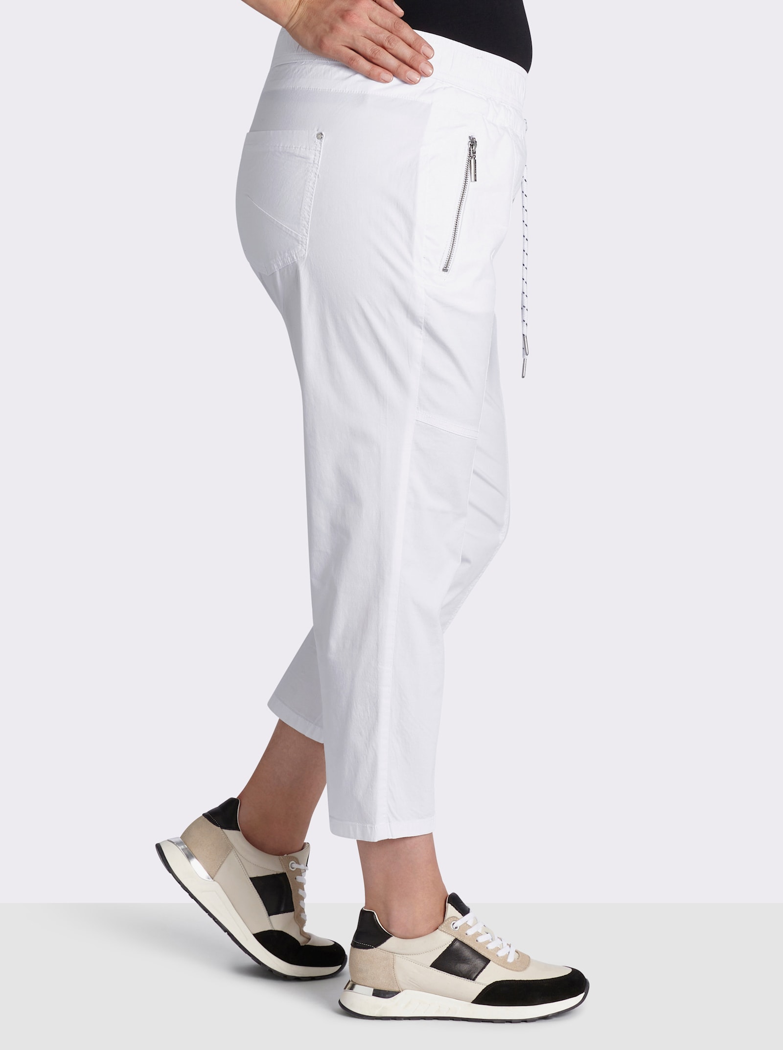 7/8-Hose mit Reißverschluss-Taschen - weiß