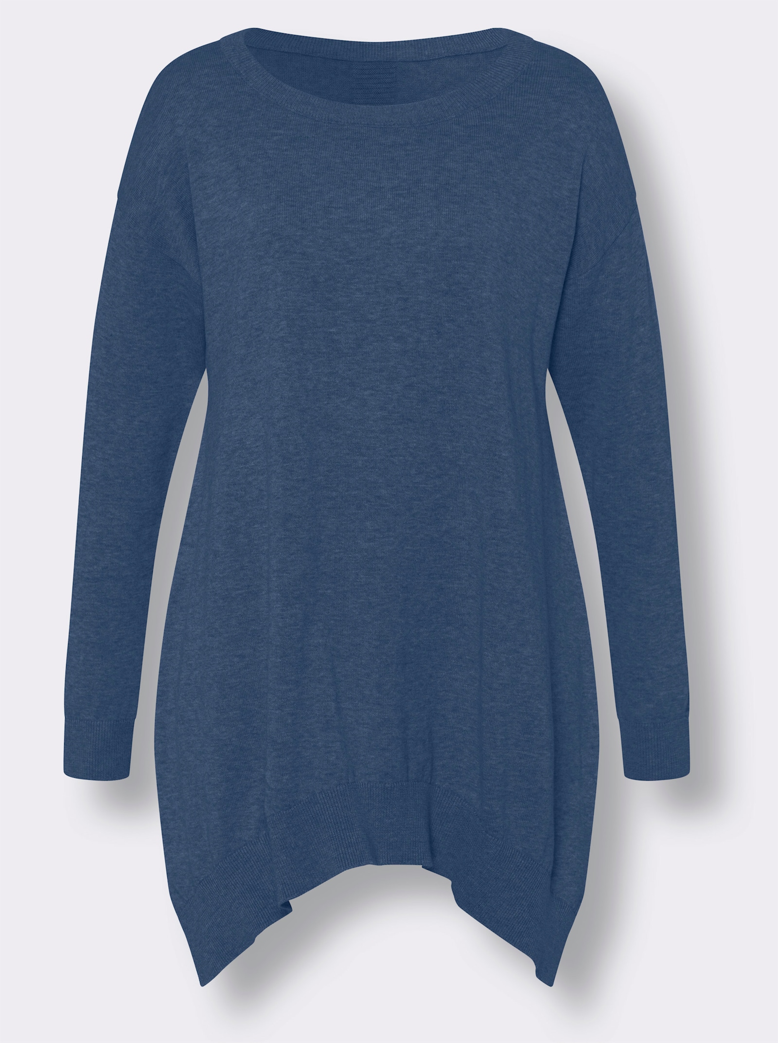 heine Baumwollpullover in langer Form - royalblau