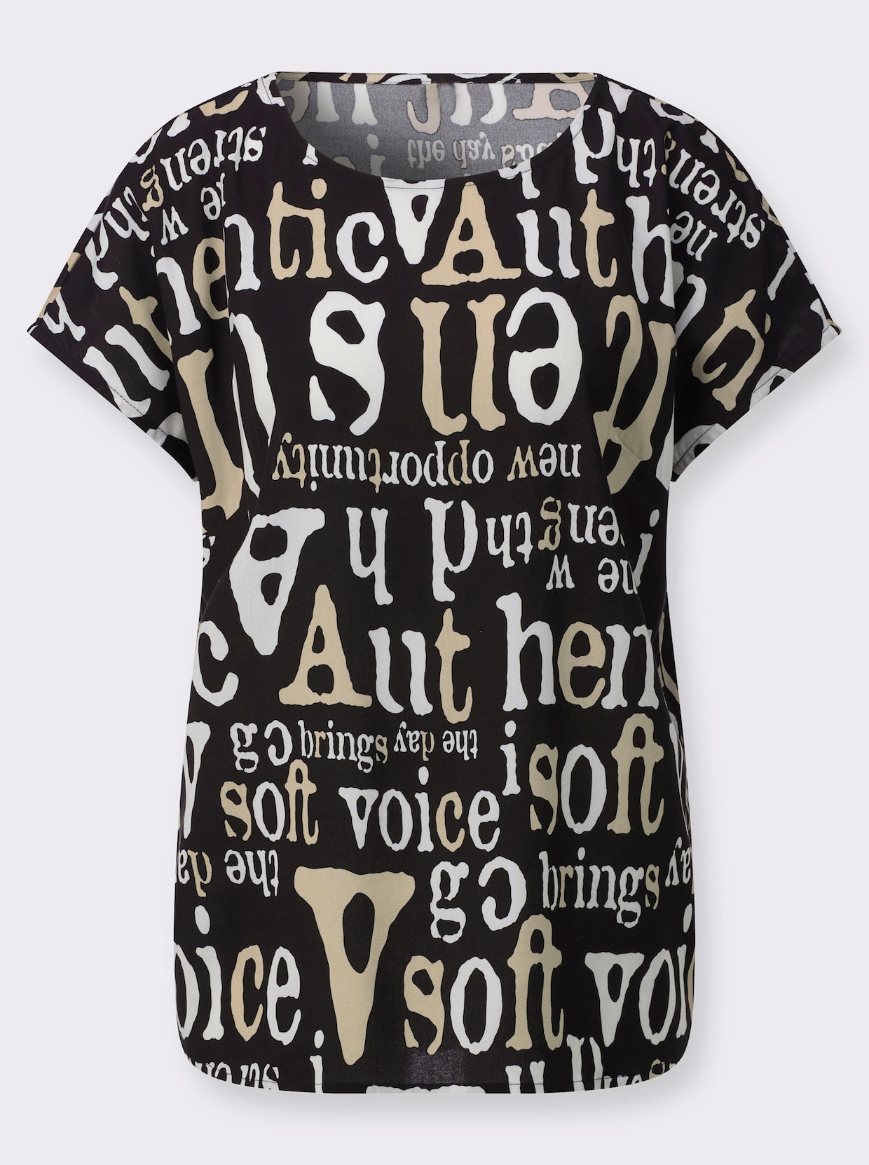 Druckbluse - schwarz-weiß-gemustert