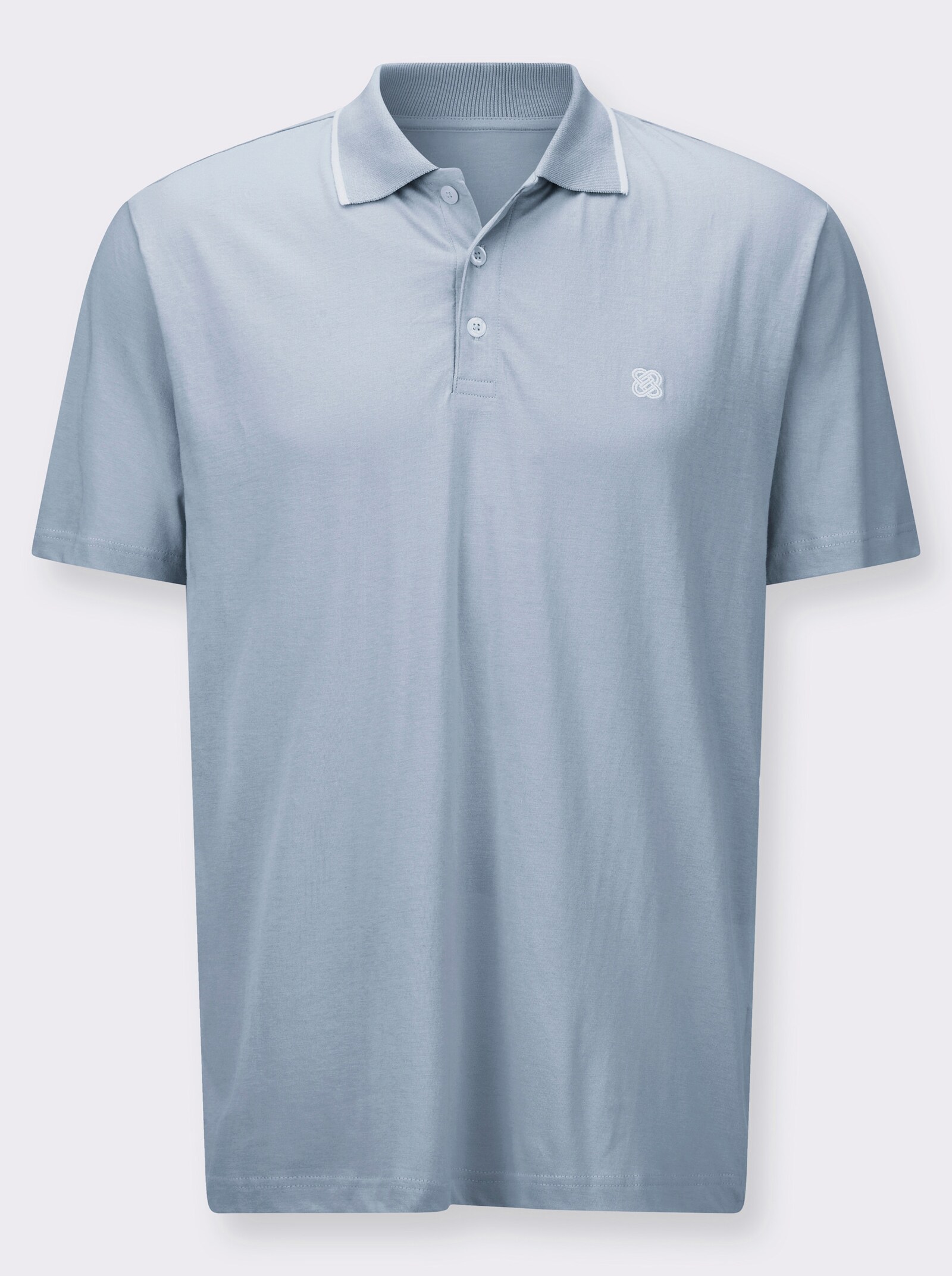 Poloshirt mit Kontrast-Details - eisblau