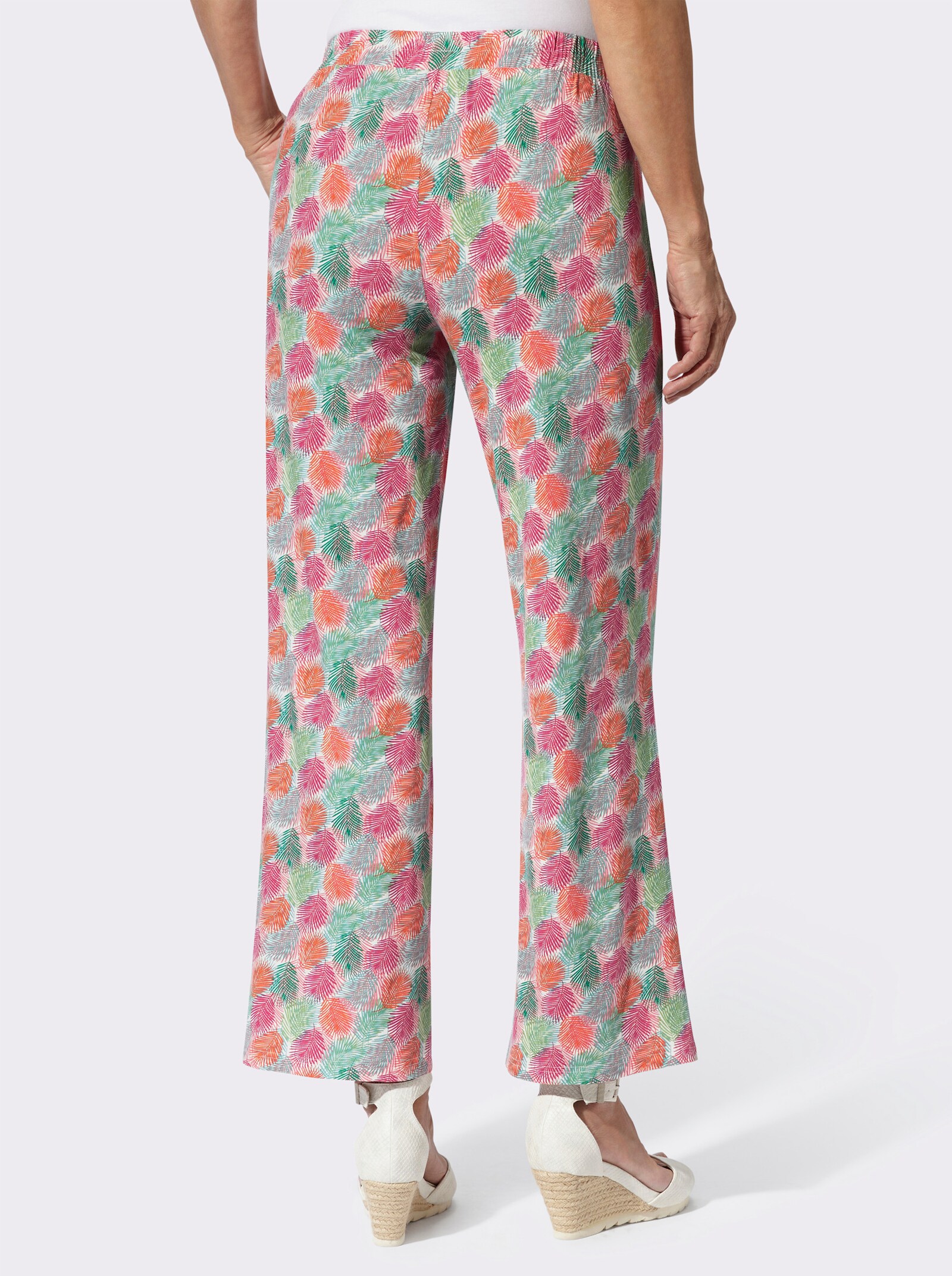 Jerseyhose mit Blätter-Druck - ozean-fuchsia-bedruckt