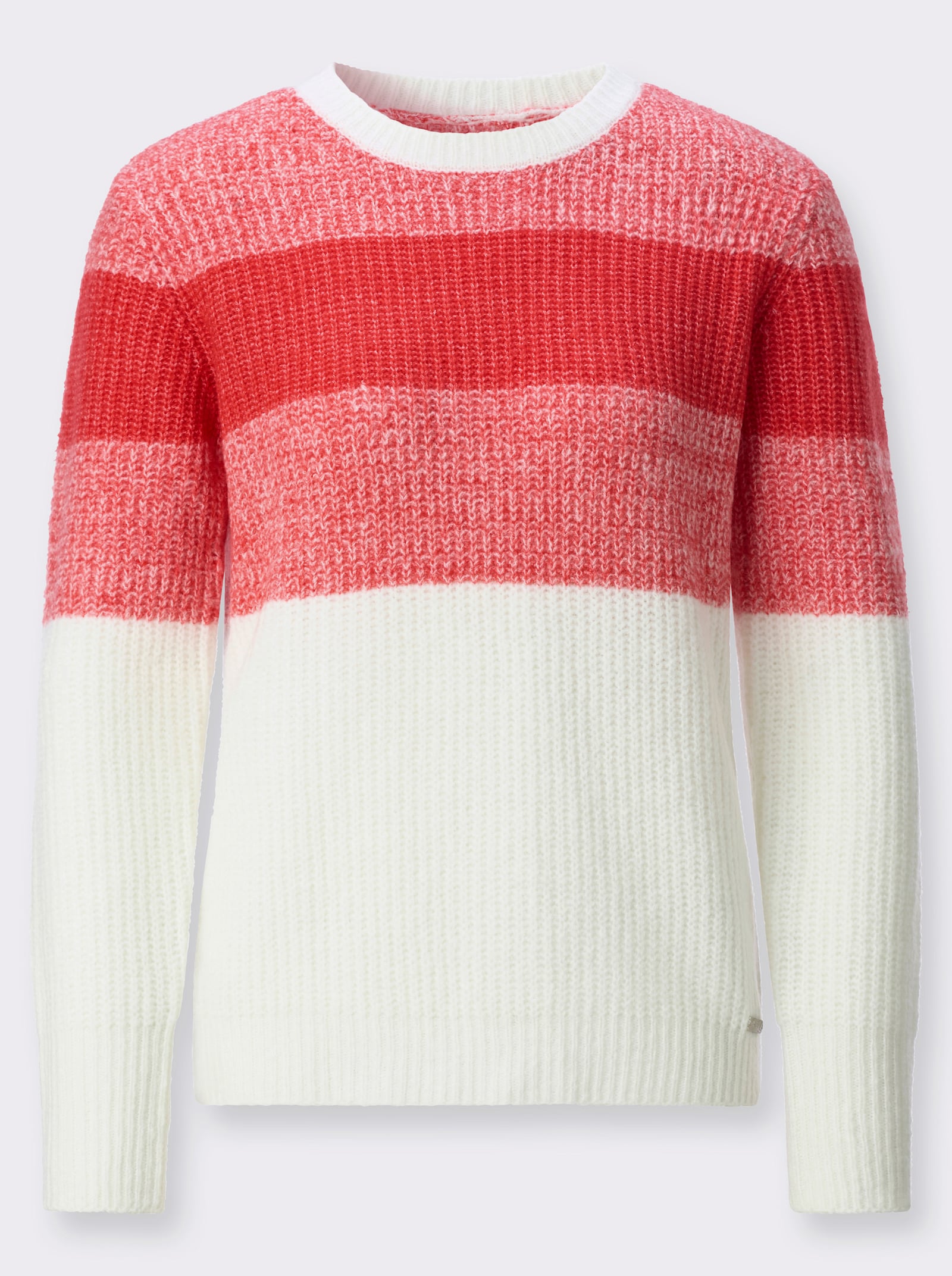 Rundhalspullover - hummer-ecru-gemustert