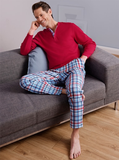 wäschepur men Schlafanzug - rot-himmelblau-kariert
