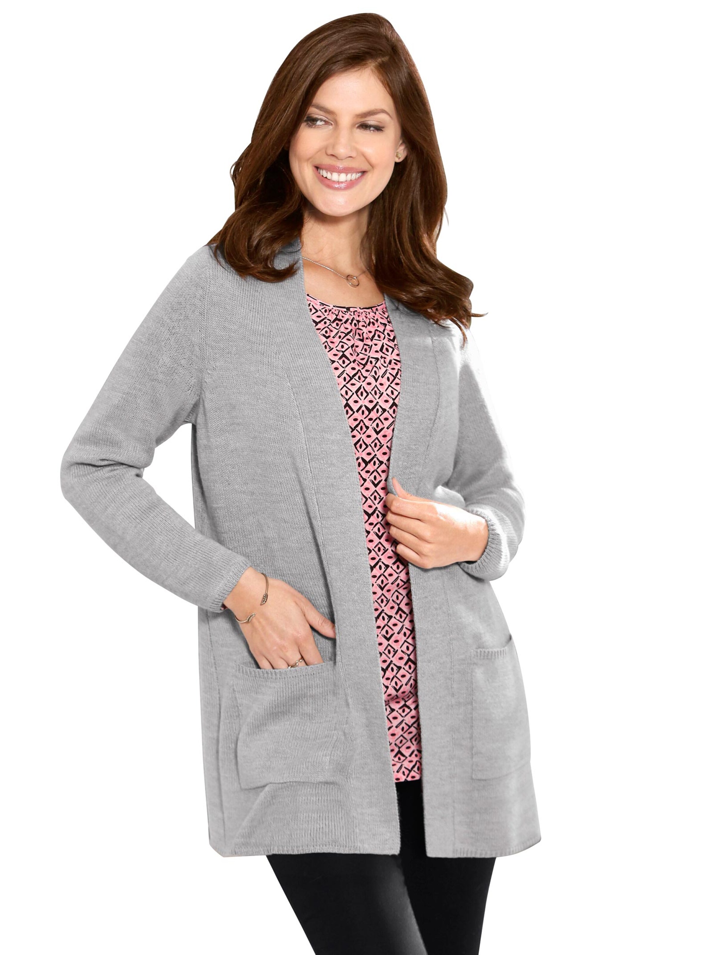 Strickjacke - grau-meliert