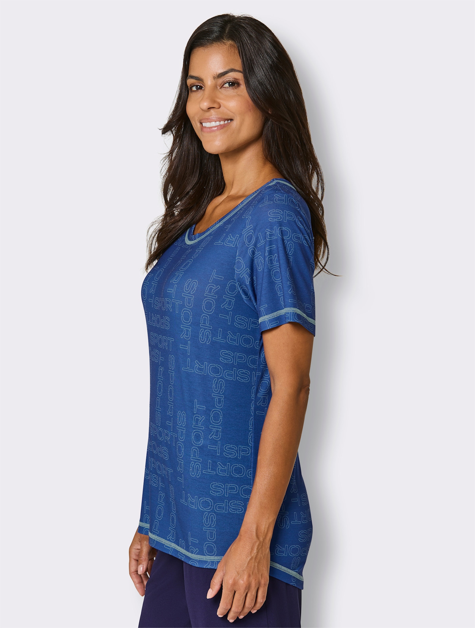 Funktionsshirt mit längerem Rückenteil - royalblau-bedruckt