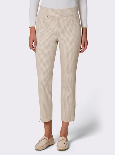 CREATION L PREMIUM Schlupfhose mit Jacquardmuster - sand-weiß-gemustert