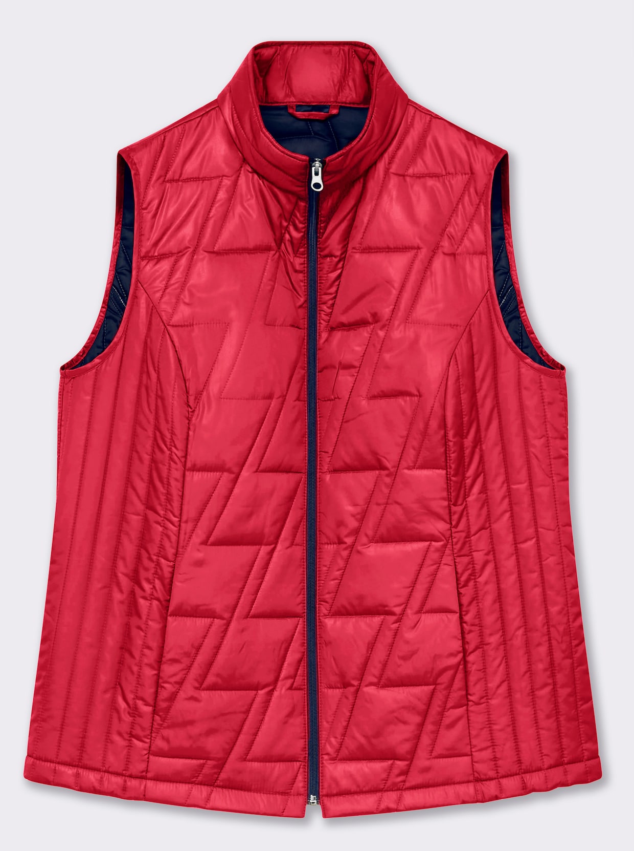 Steppweste mit kontrastfarbigem Futter - erdbeere