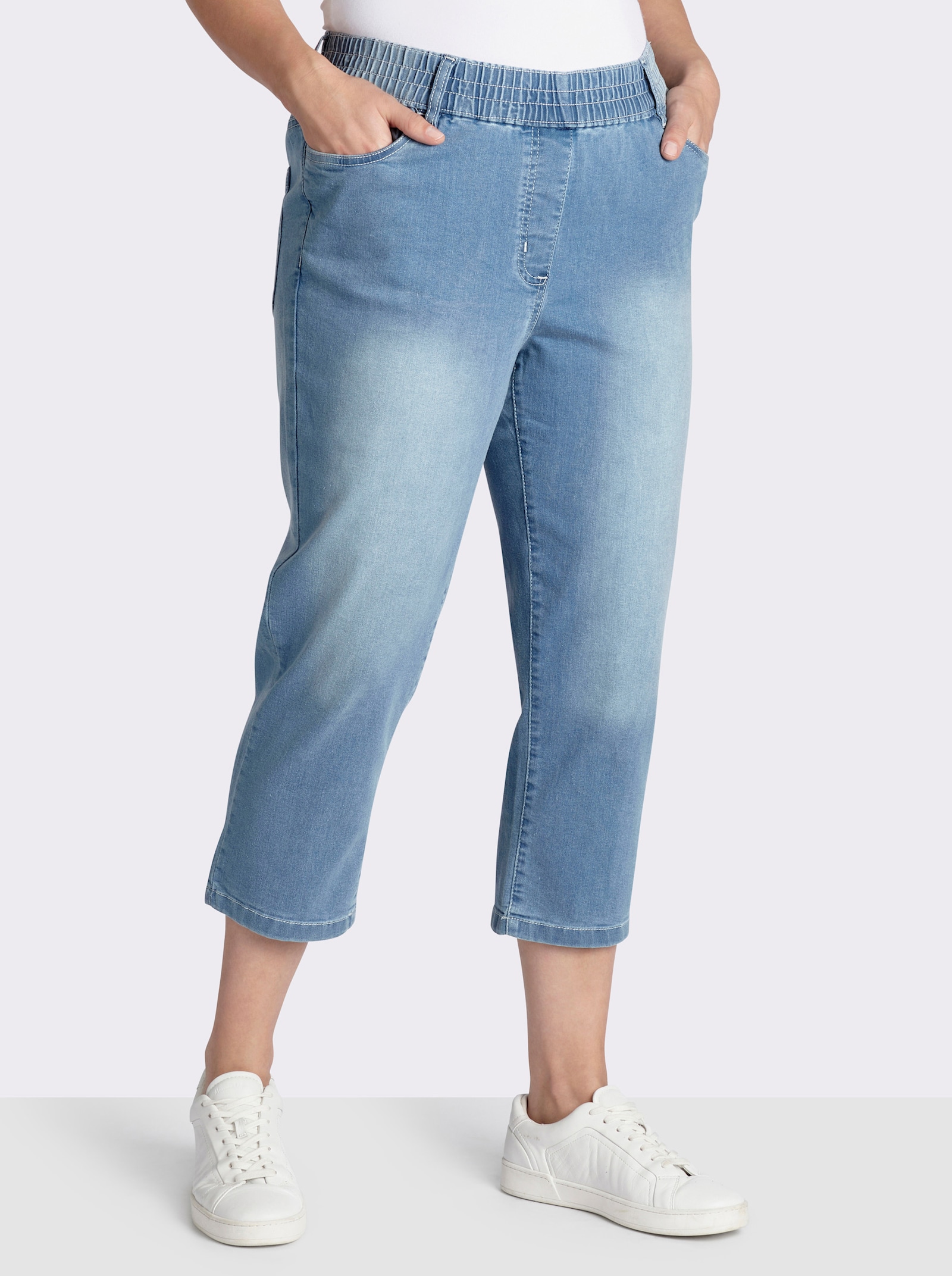 7/8-Jeans mit Reißverschluss-Blende - blue-bleached
