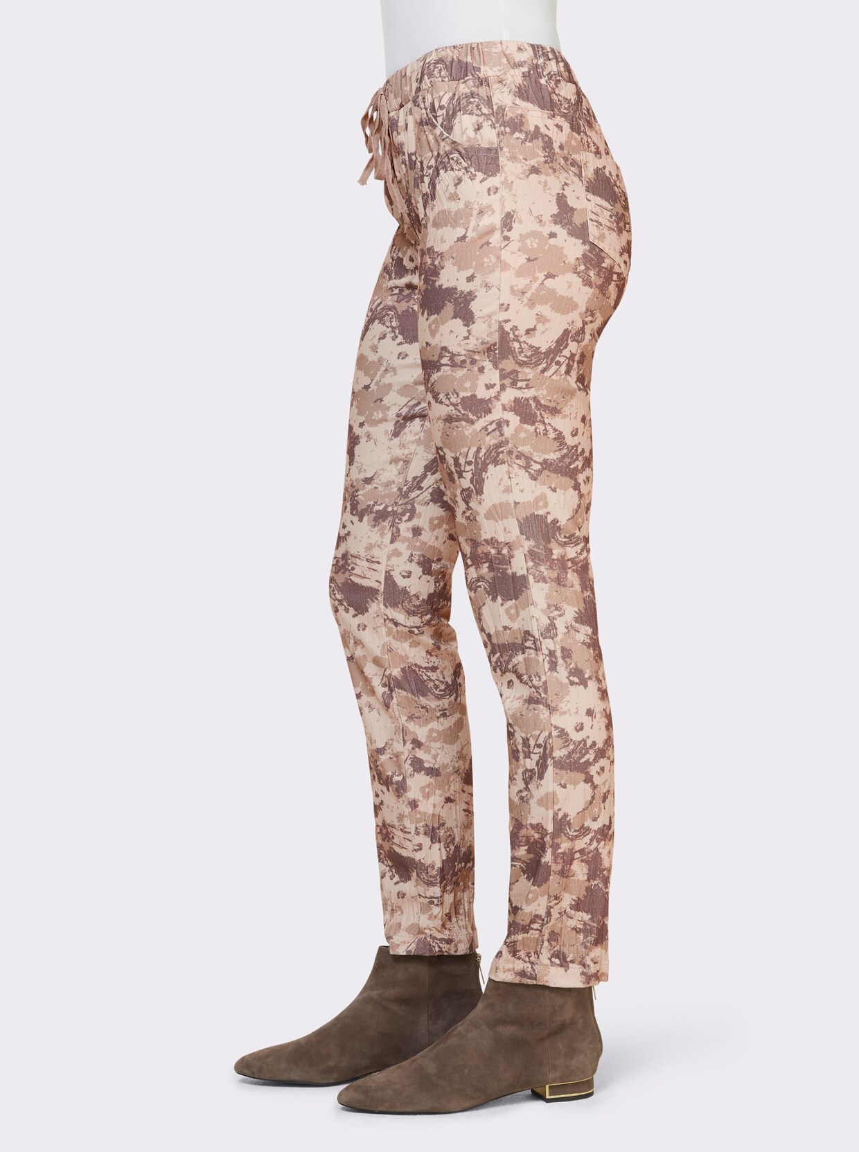 heine Broek met print - sesam/donkertaupe bedrukt