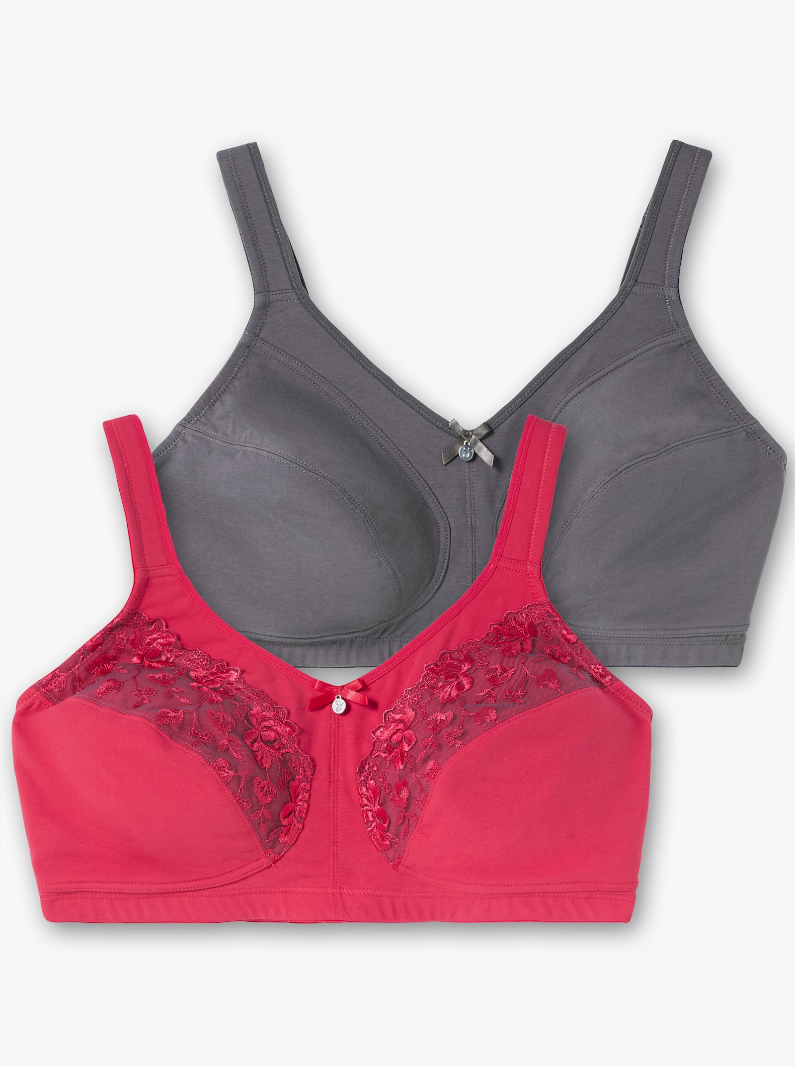 sheego Entlastungs-BH ohne Bügel im Doppelpack - graphit + orchidee