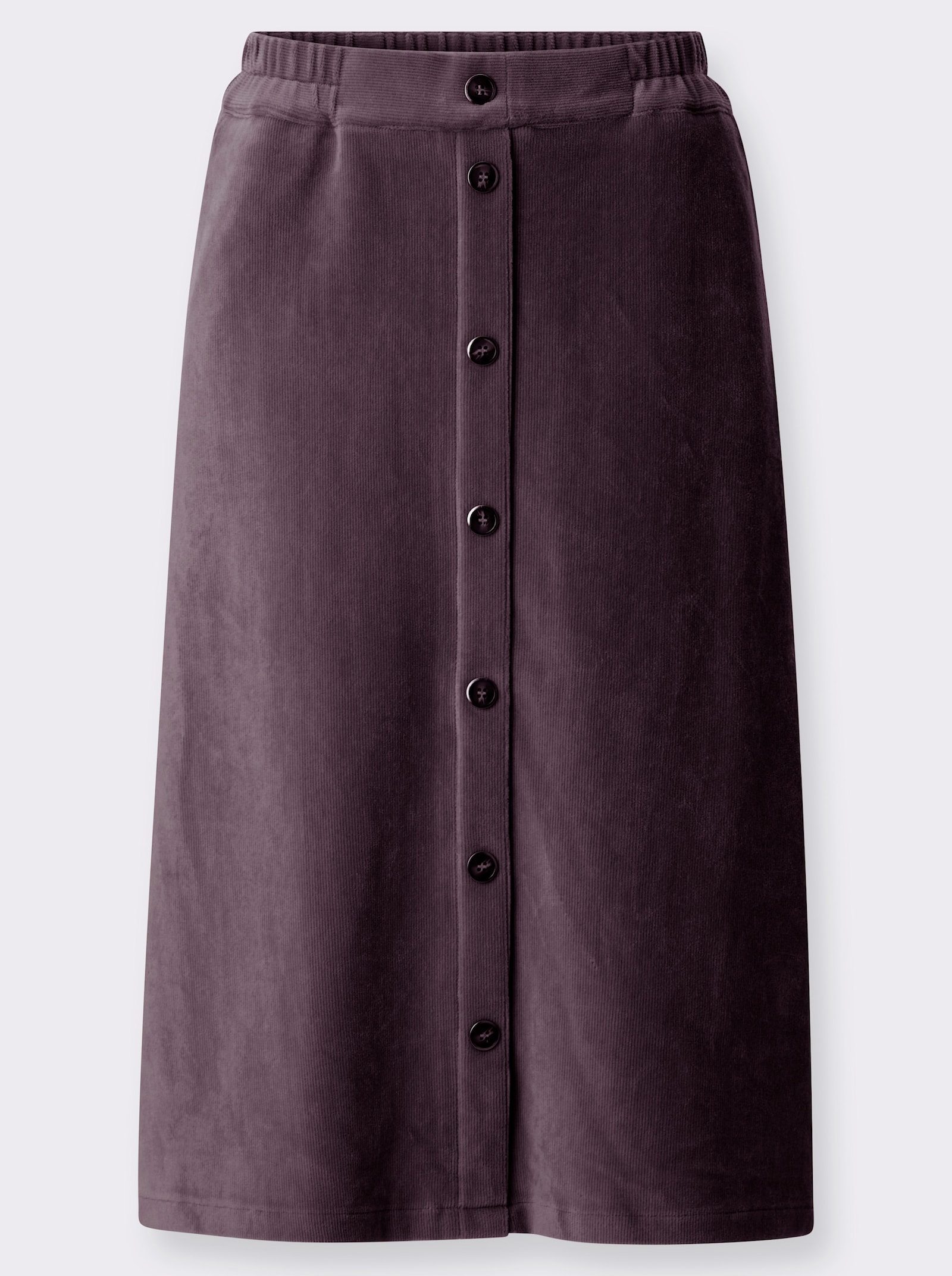 Cordrock mit imitierter Knopfleiste - aubergine