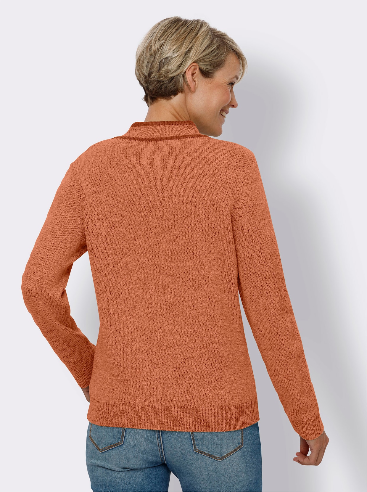 Stehkragenpullover - papaya-meliert