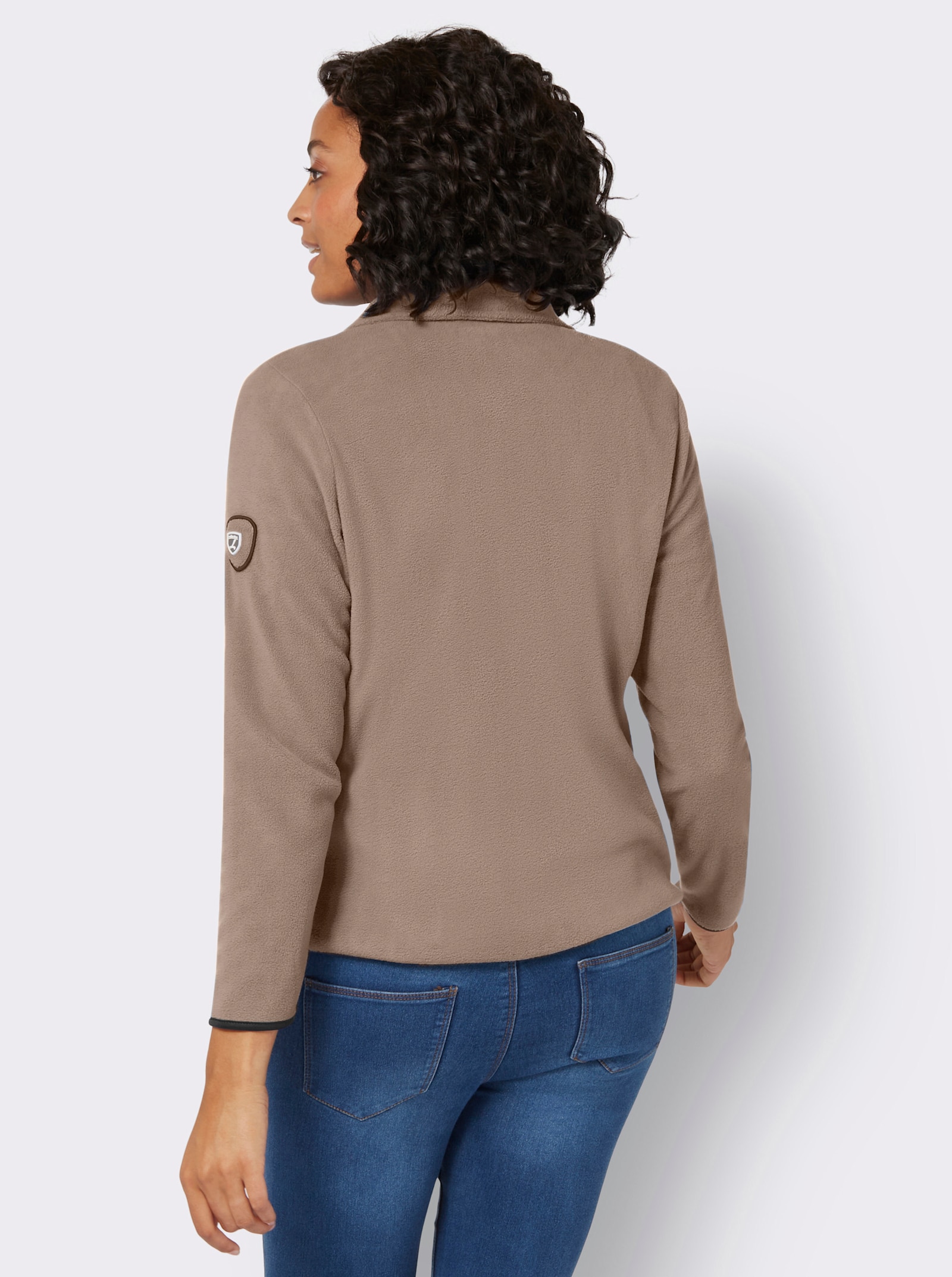 Fleecejacke mit Stickerei - taupe
