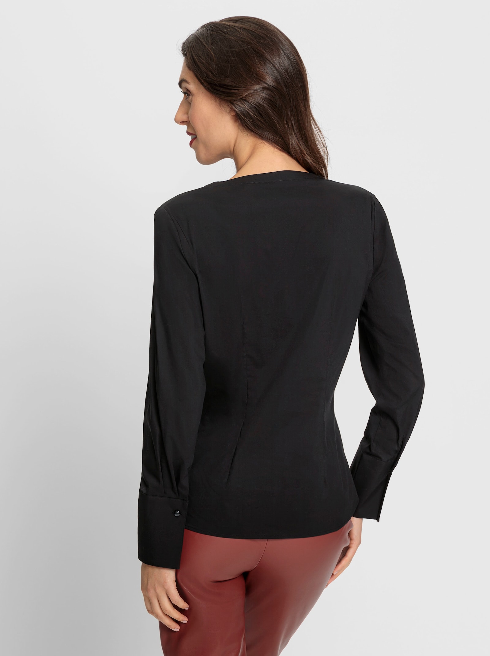 heine Blouse met lange mouwen en bloemenapplicatie - zwart