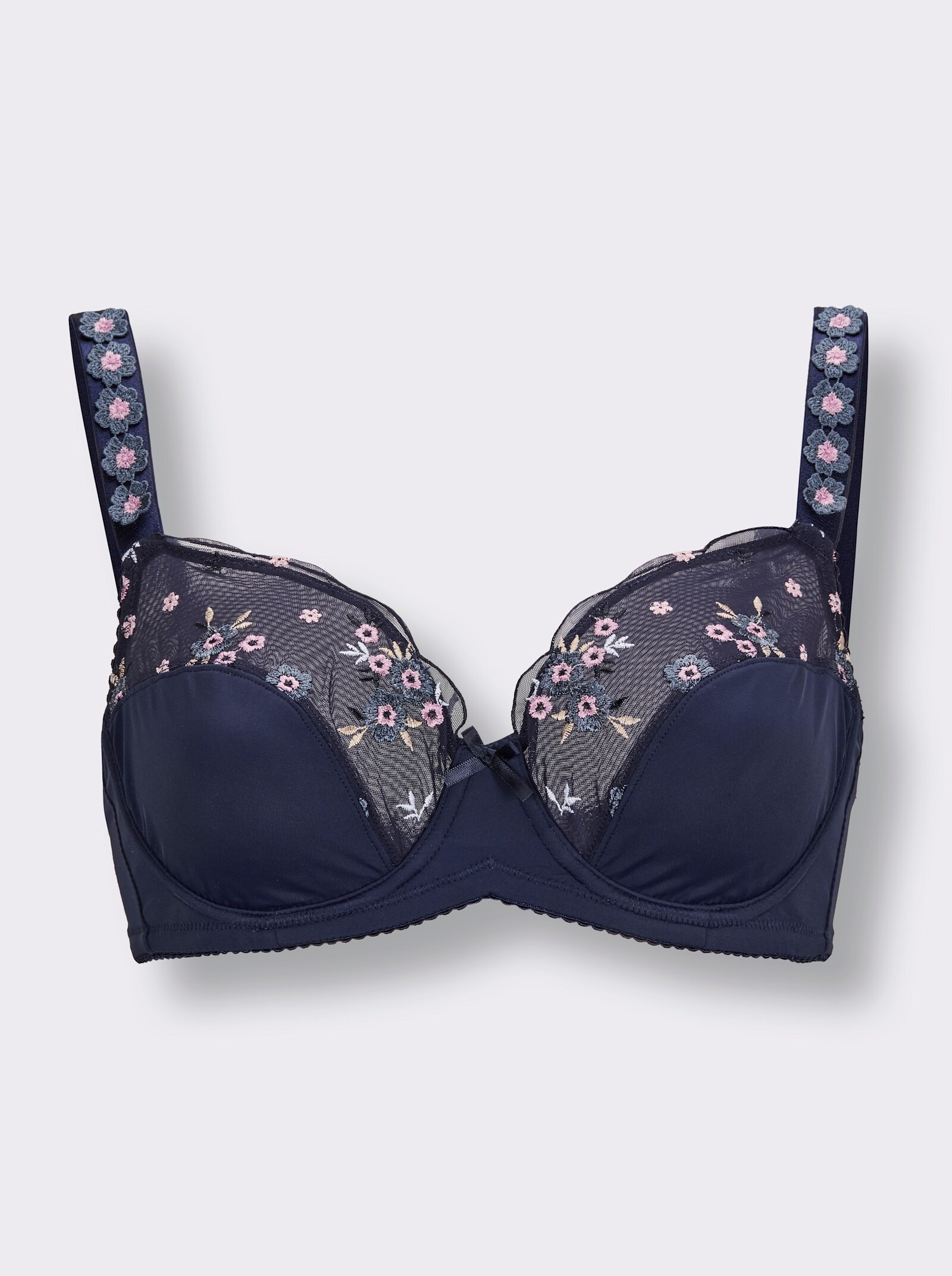 Bügel-BH mit Schmuckträgern - marine-mauve