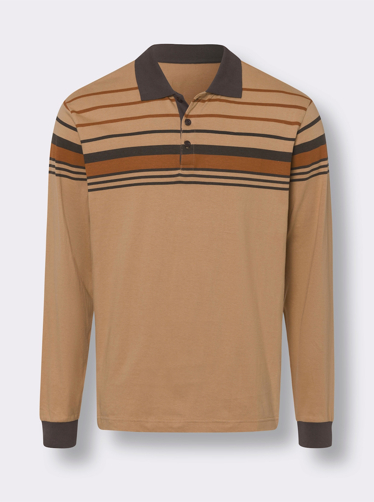 Langarm-Poloshirt - camel