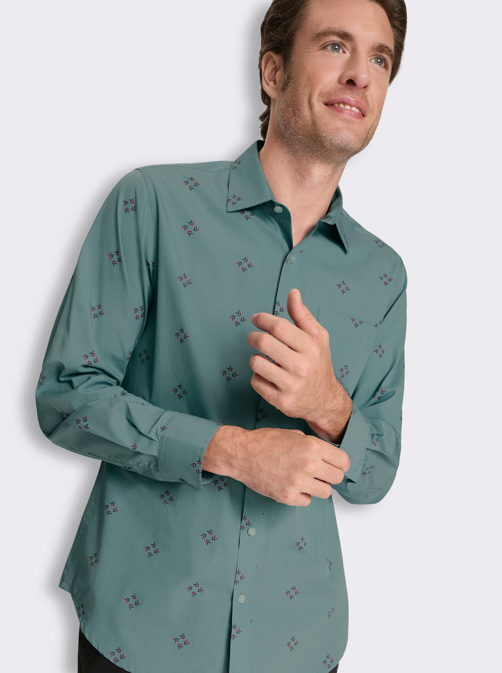 Langarmhemd mit Allover-Print - jade