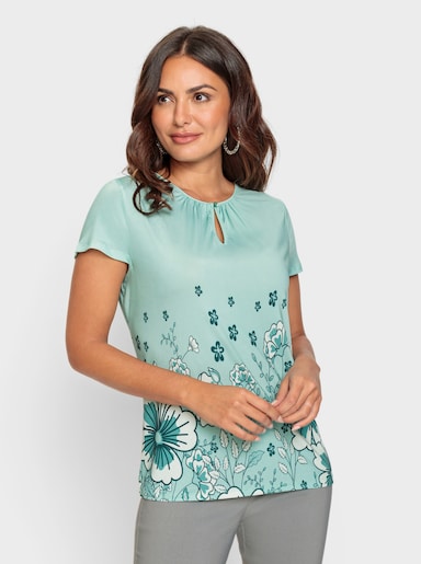 Print-Shirt mit kurzen Flügelärmeln - kalkmint-bedruckt