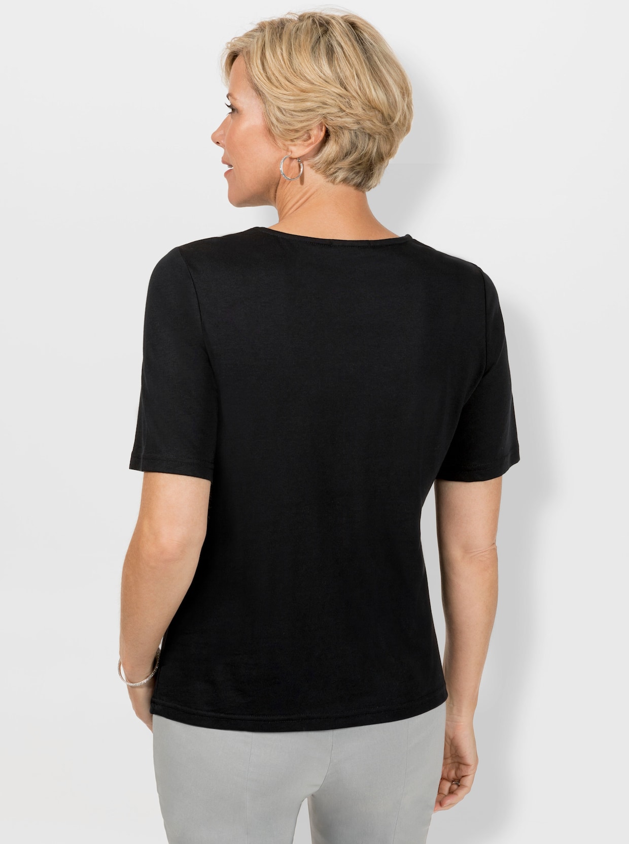 Shirt met ronde hals - zwart