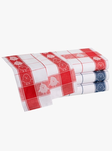 Geschirrtücher - rot + marine-gemustert