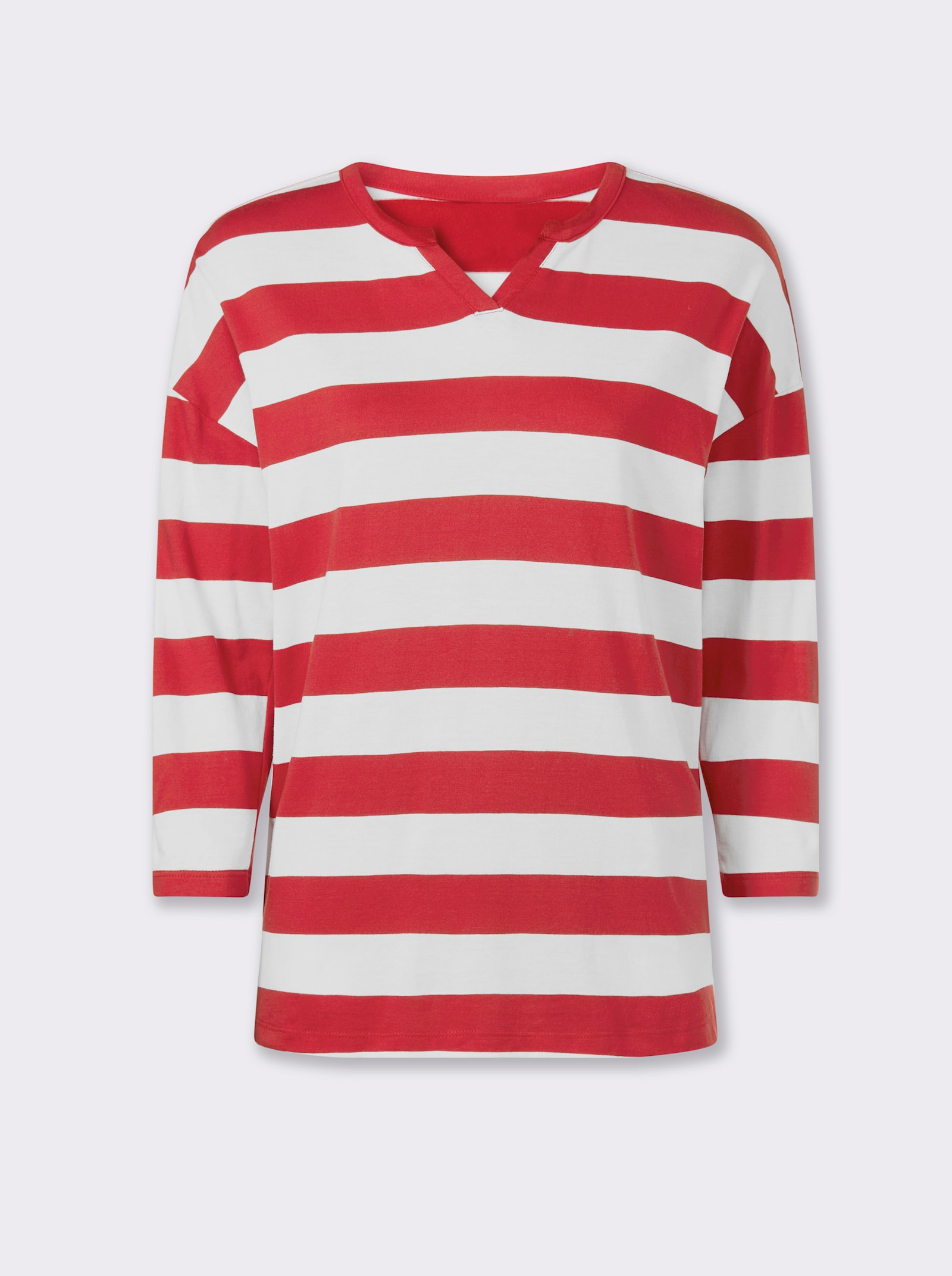 heine Ringelshirt mit seitlichen Einsätzen - erdbeere-weiß-geringelt