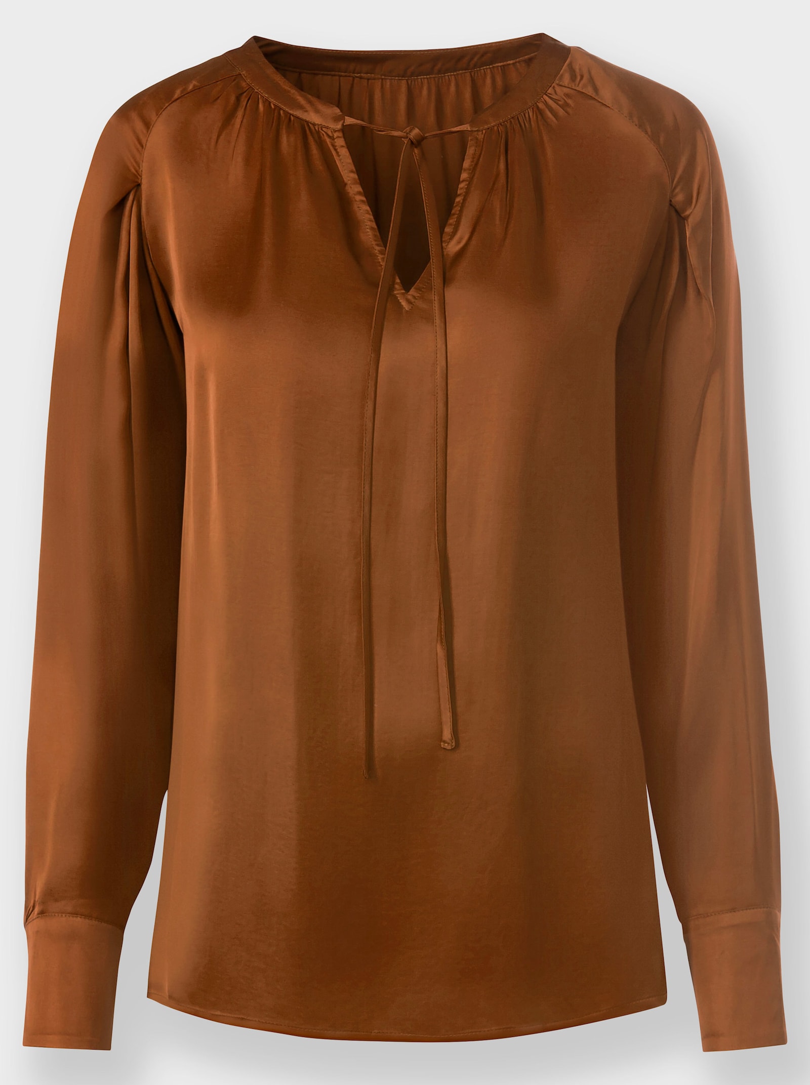 heine Satinbluse mit Raffung, reine Viskose - cognac