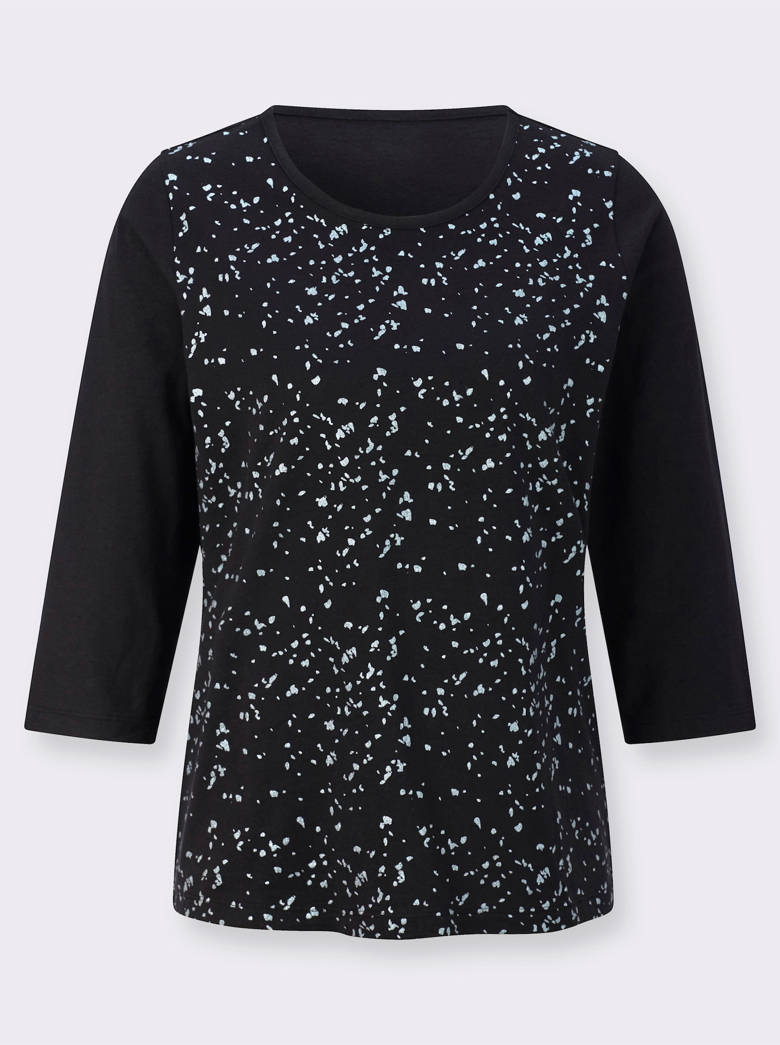 3/4-Arm-Shirt mit Folien-Druck vorne - schwarz-bedruckt