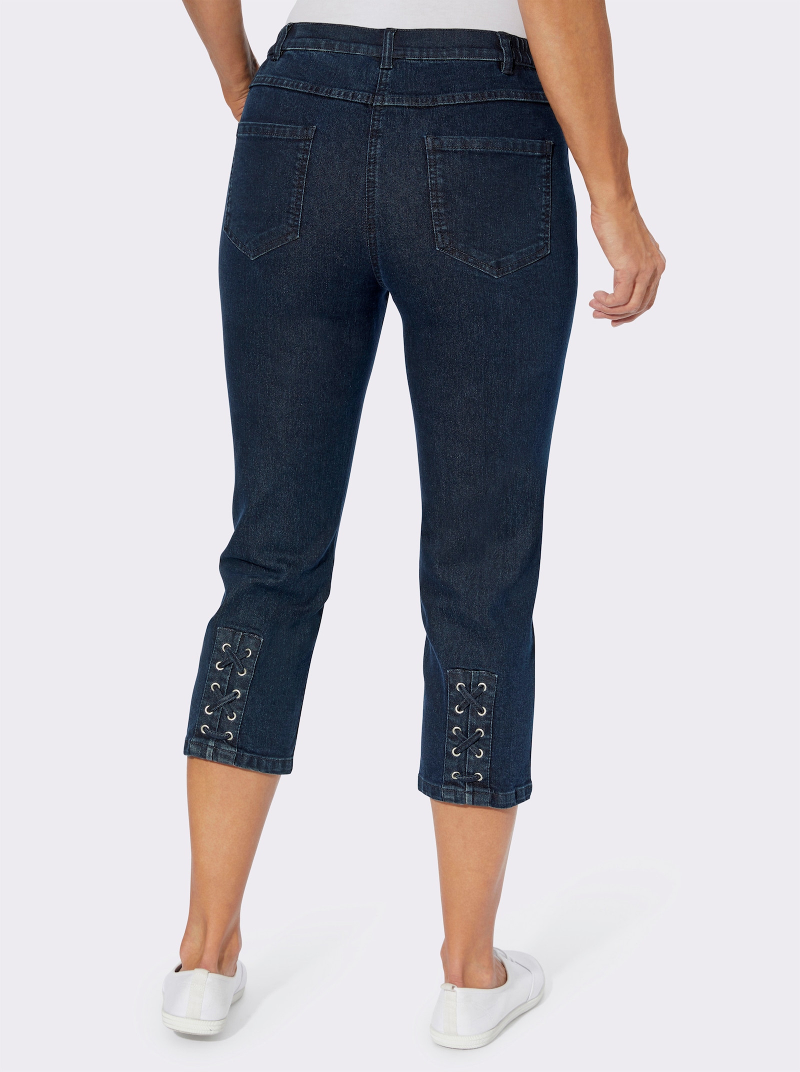 3/4-Jeans mit Zier-Schnürungen - dark blue-denim