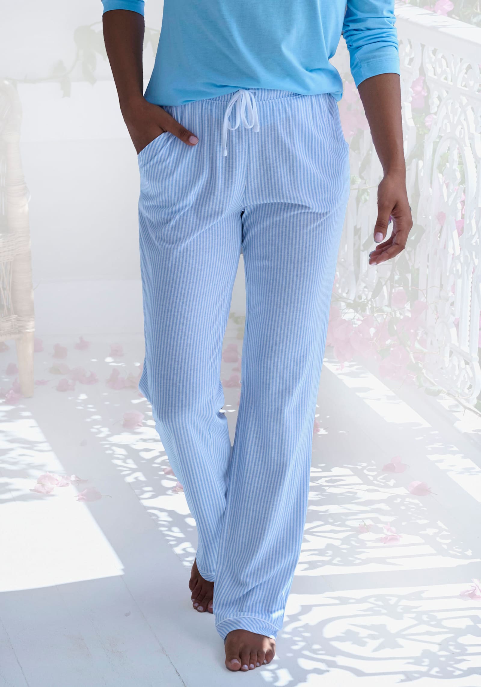 s.Oliver Bas de pyjama - bleu ciel à rayures