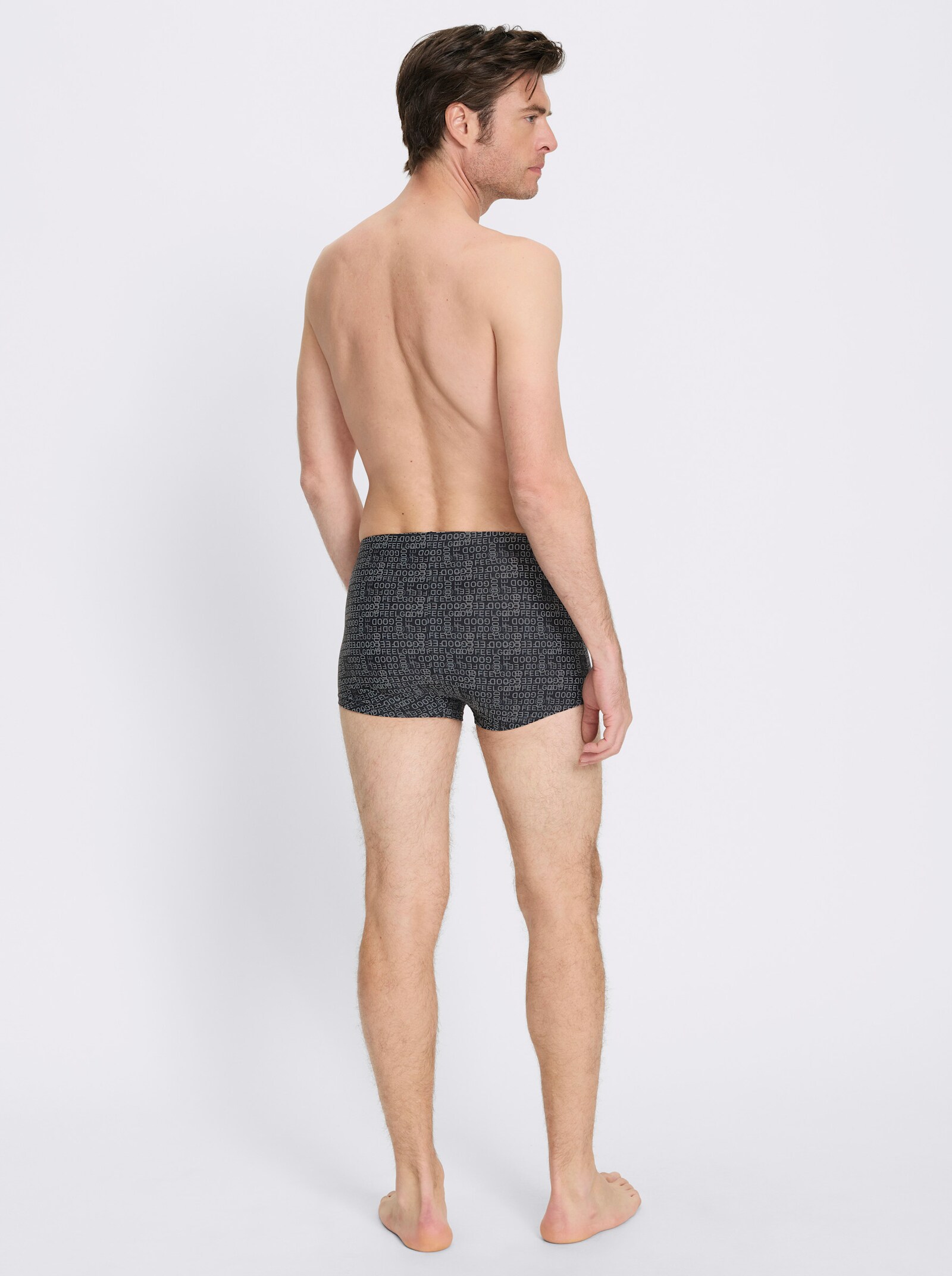 feel good Badehose mit Reißverschluss-Tasche - schwarz-grau