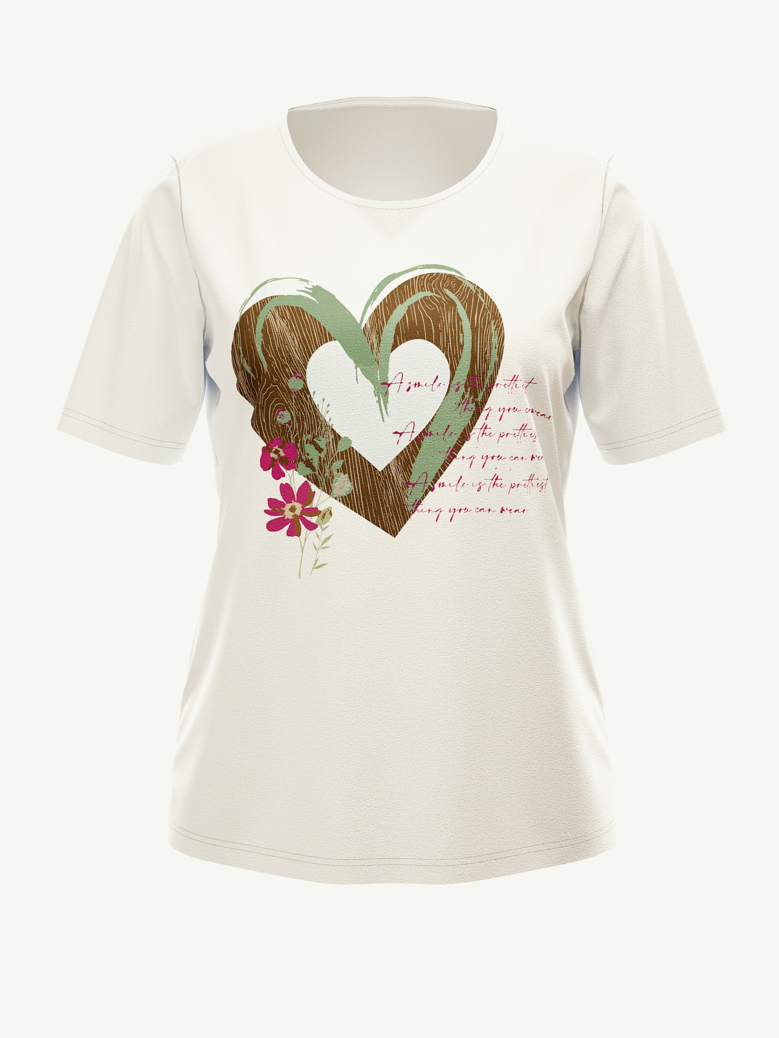 Kurzarmshirt - ecru-braun
