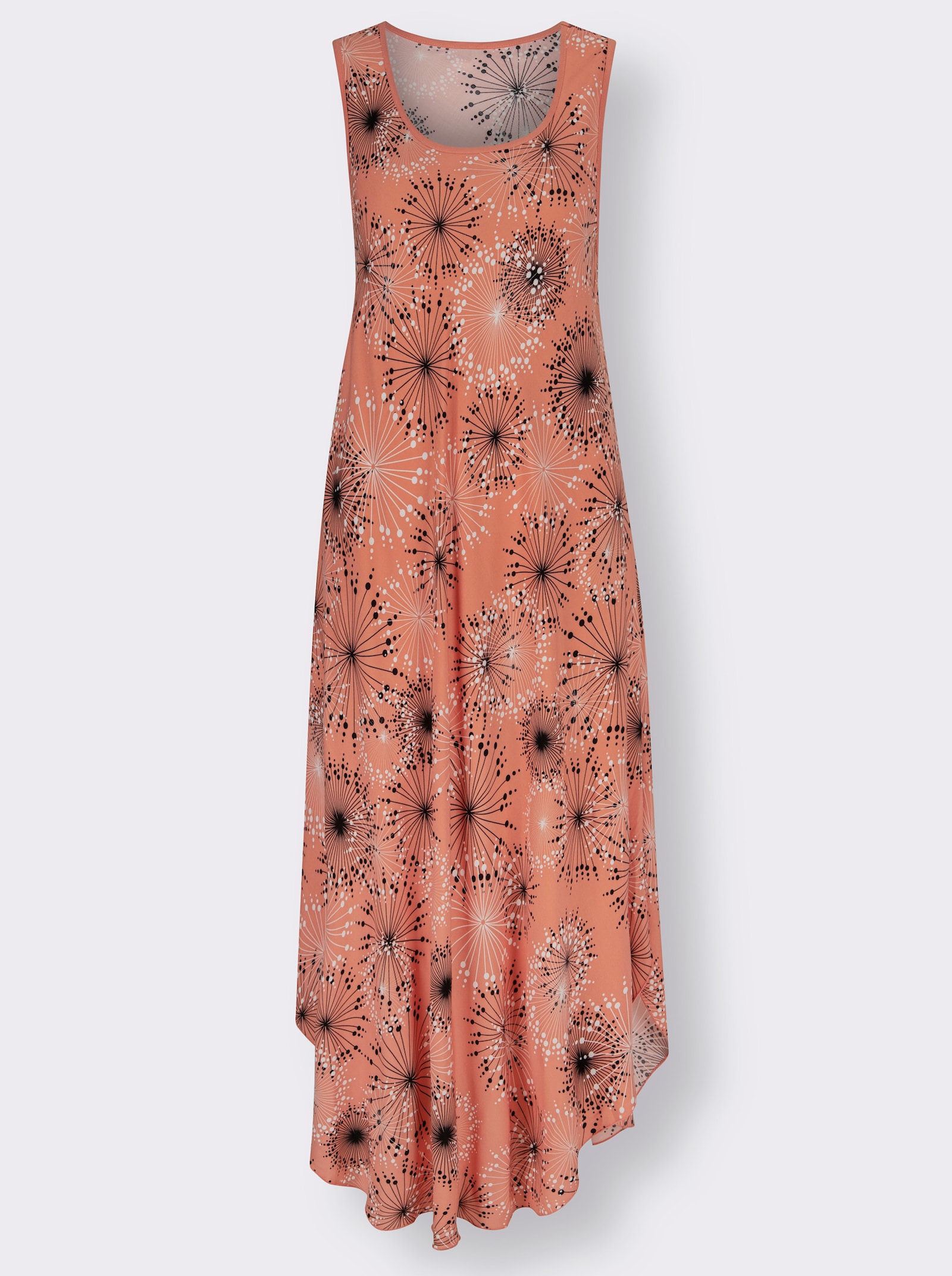 Druckkleid mit Blüten-Muster, figurumspielend - papaya-graphit-bedruckt